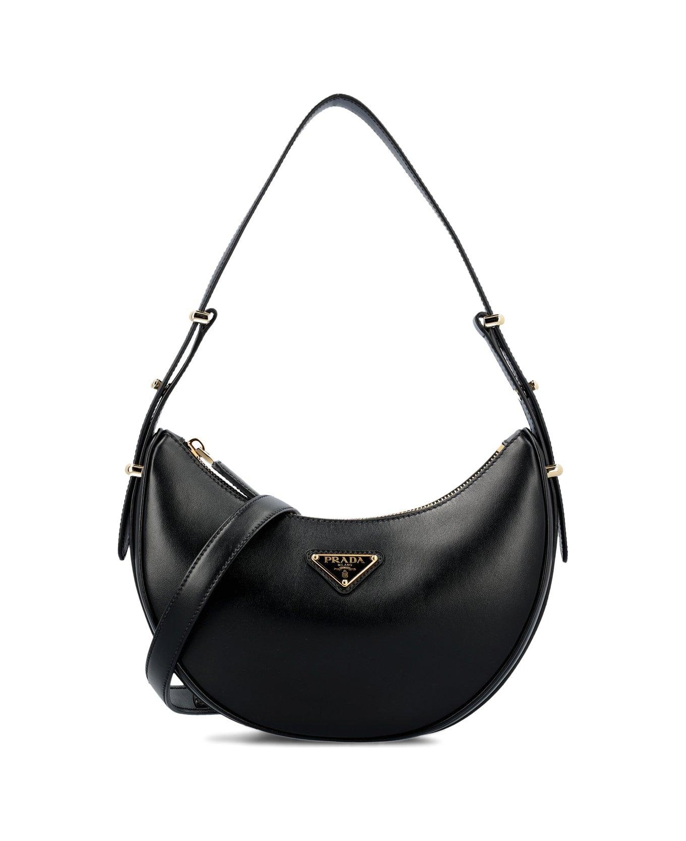 Prada Triangle Logo Plaque Moon Shaped Shoulder Bag