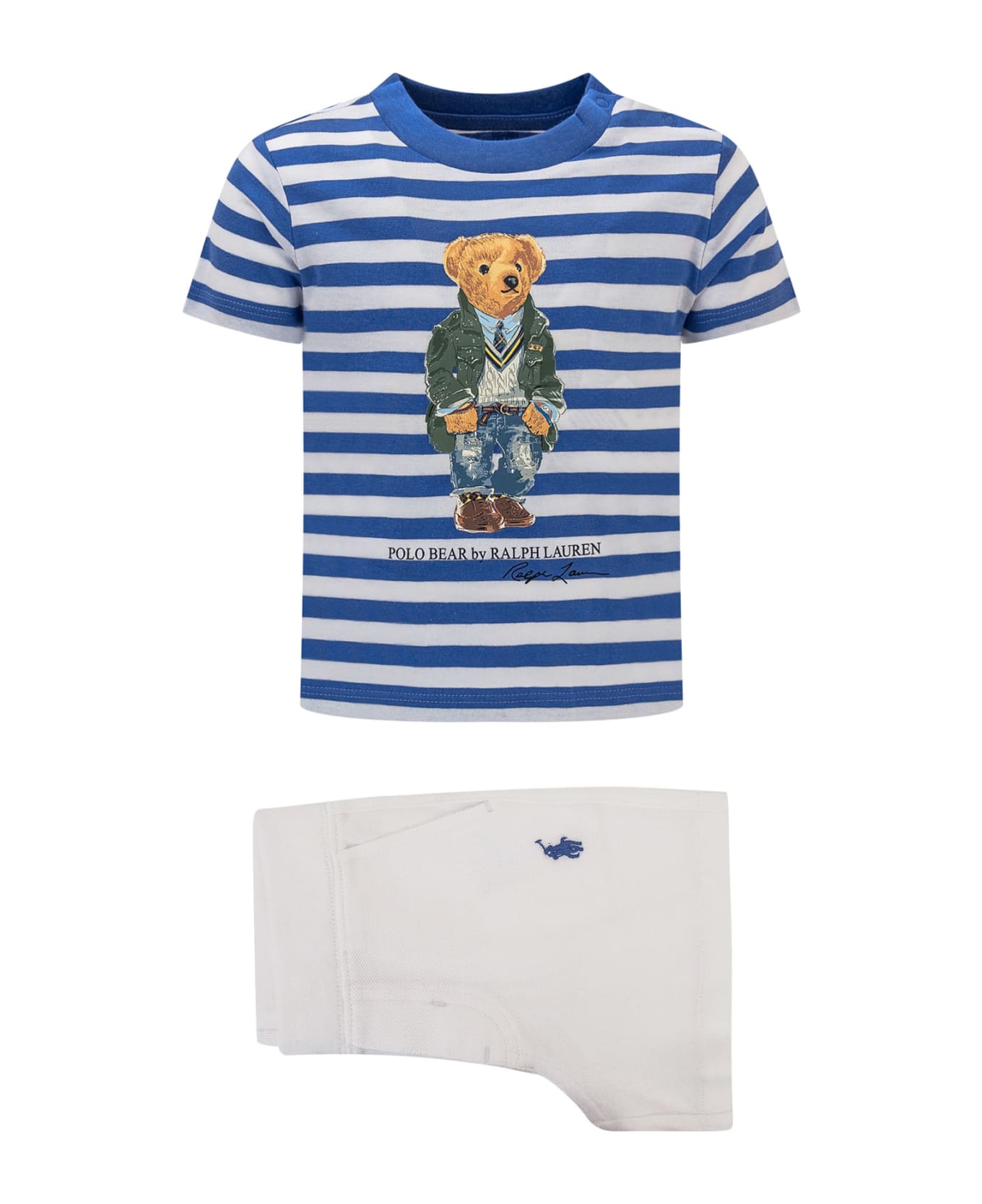 Polo Ralph Lauren T-shirt And Shorts Set - NEW ENGLAND BLUE/WHITE ボディスーツ＆セットアップ