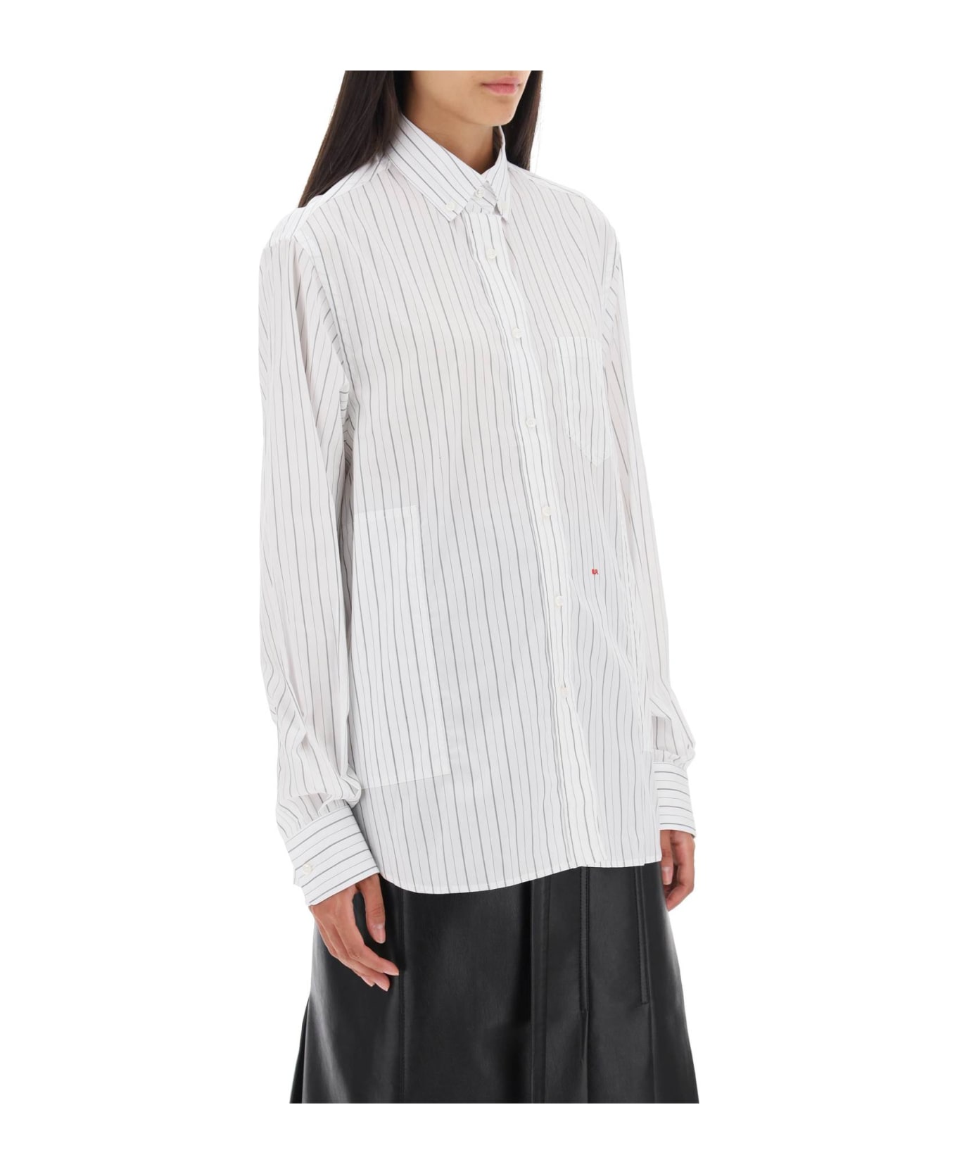 Saks Potts 'william' Pinstriped Cotton Shirt - PINSTRIPE (White)