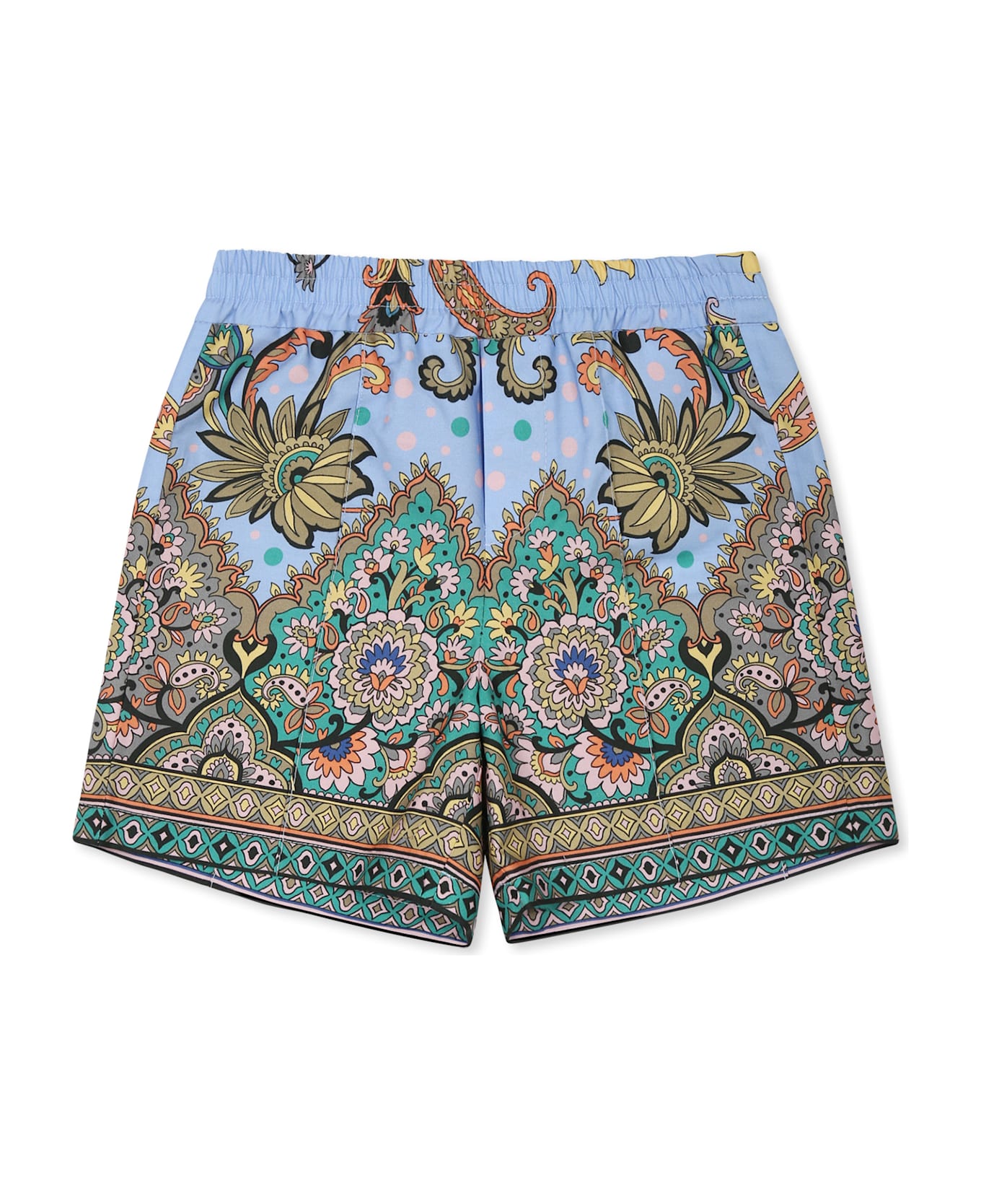 Etro Light Blue Shorts For Baby Boy With Paisley Pattern - Light Blue