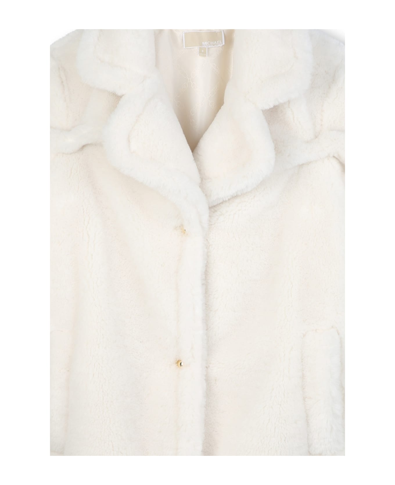 Michael Kors Ivory Faux Fur Coat For Girl - Ivory