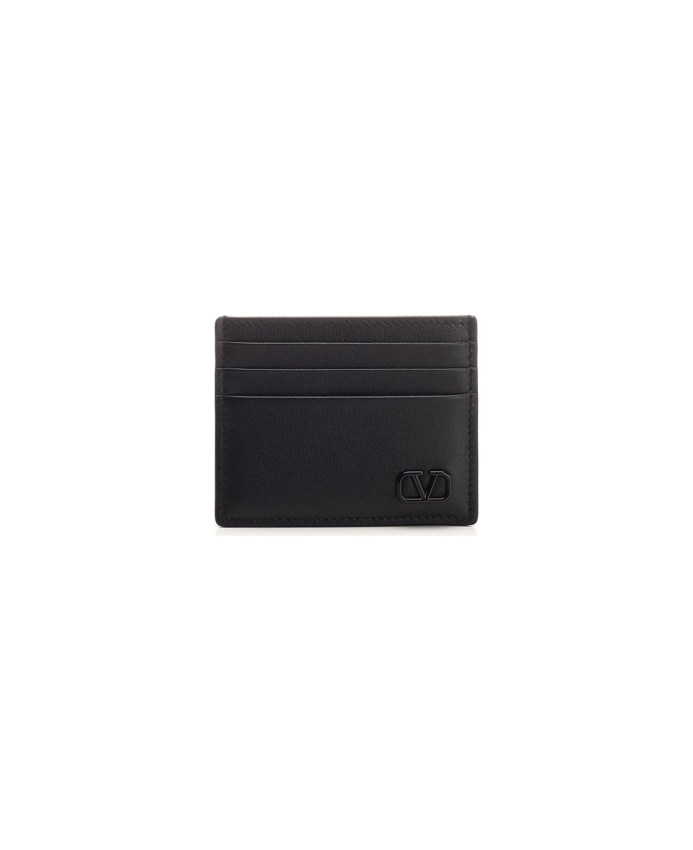 Valentino Garavani Vlogo Signature Pocket Card Holder - Black