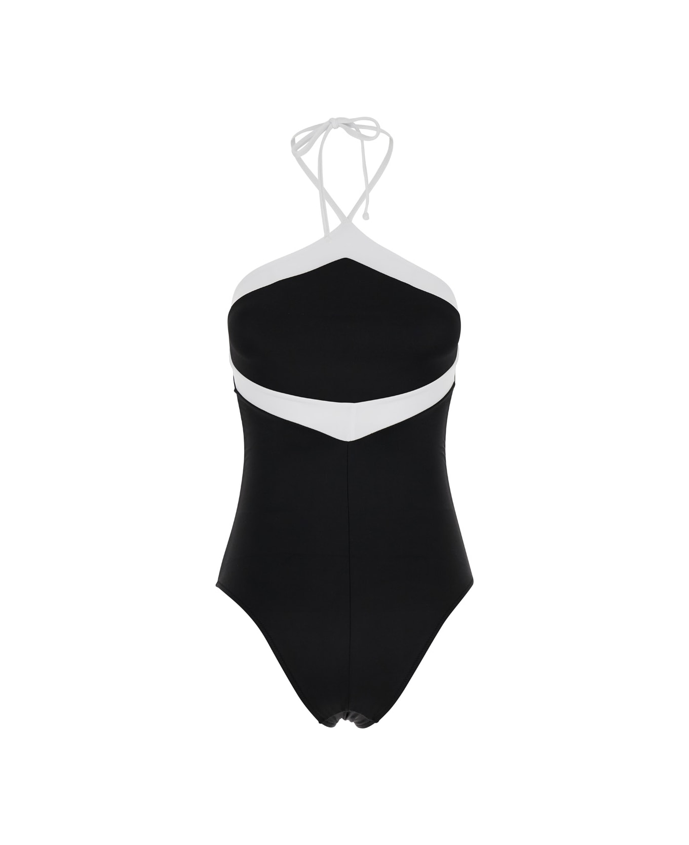Anjuna Black And White 'charlie' Swimsuit In Techno Fabric Stretch Woman - Black
