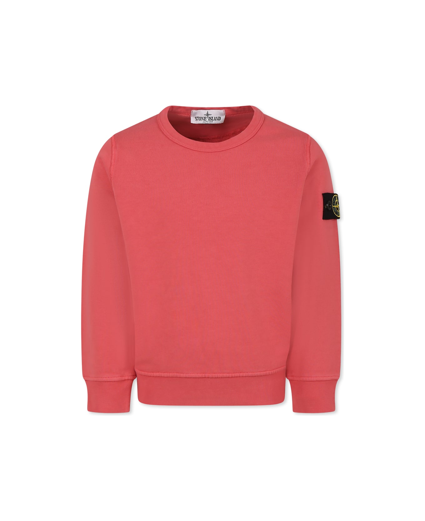 Stone Island Junior Red Sweatshirt For Boy With Compass - Red
