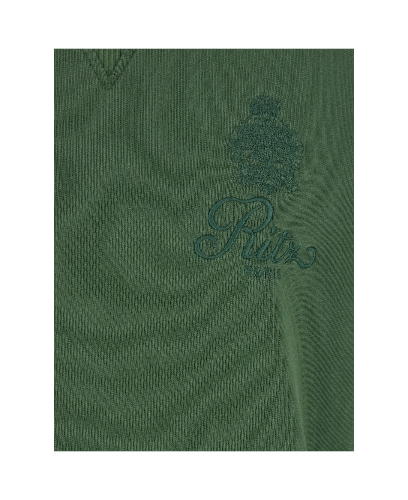 Frame 
privacy Please
 Green Crewneck T-shirt With Tonal Logo Embroidery On The Front In Cotton Blend Woman - Green