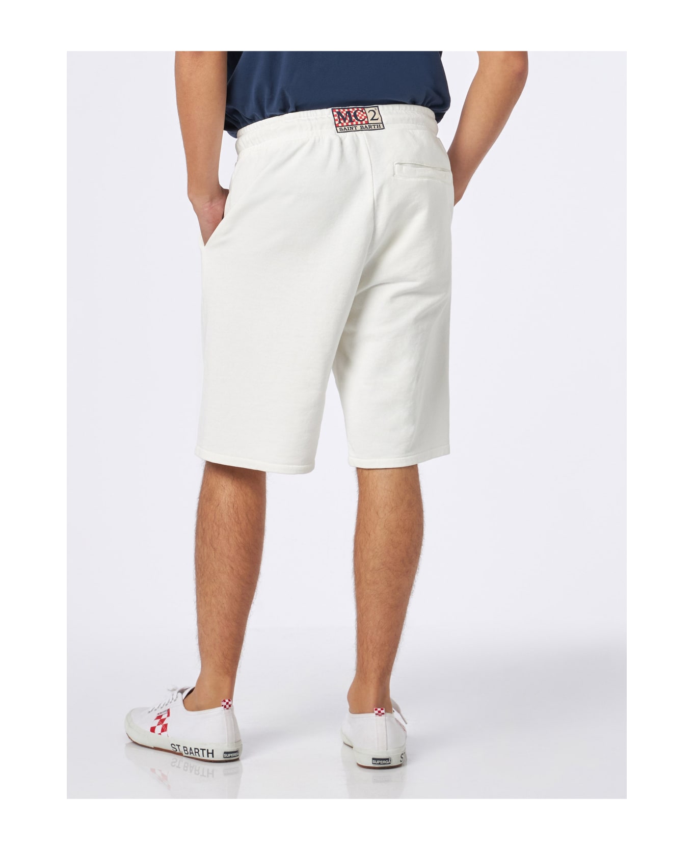 MC2 Saint Barth Man White Cotton Bermuda - WHITE