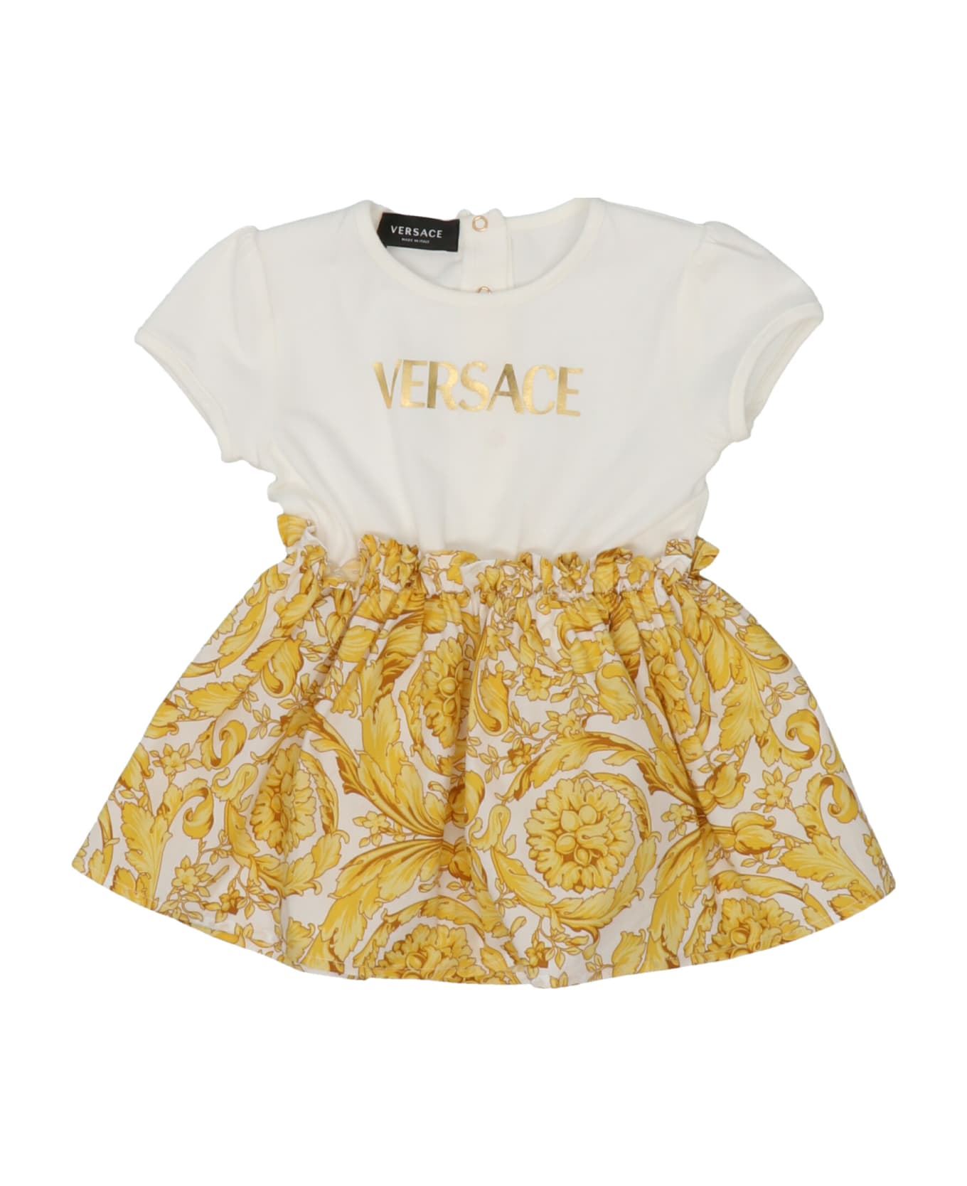 Young Versace 'barocco' Dress + Coulotte - White/gold