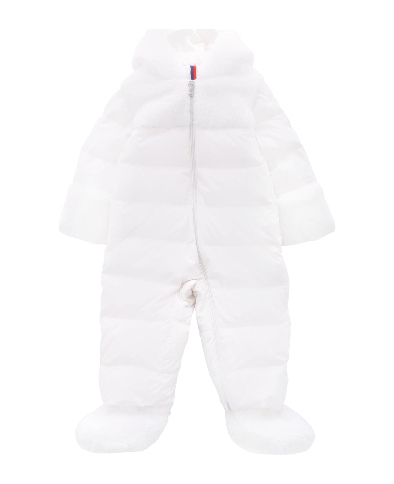 Moncler White Osof Down Jacket For Babykids With Logo - White