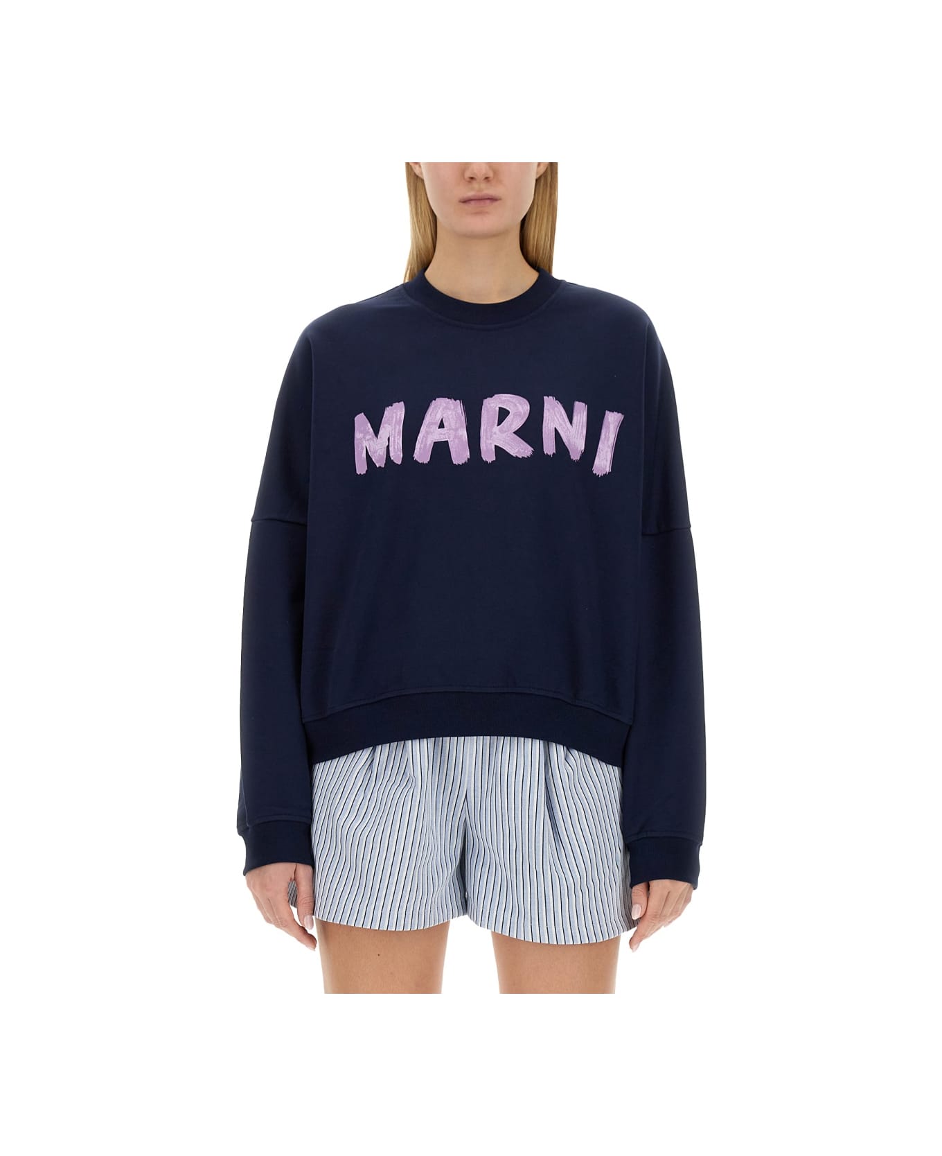 Marni Sweatshirt With Logo - BLUE