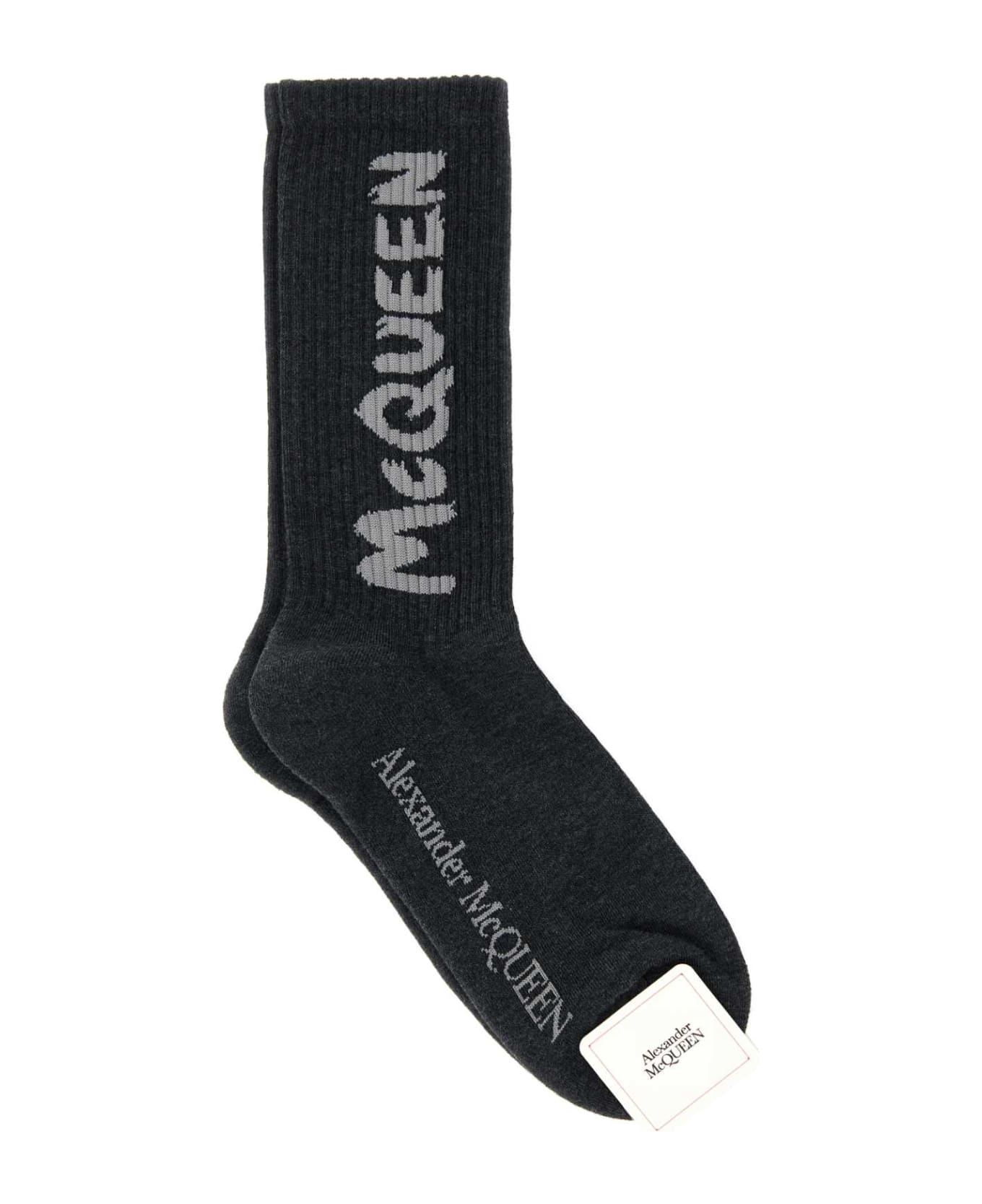 Alexander McQueen Graphite Stretch Cotton Blend Socks - BLACKMEDIUMGREY 靴下