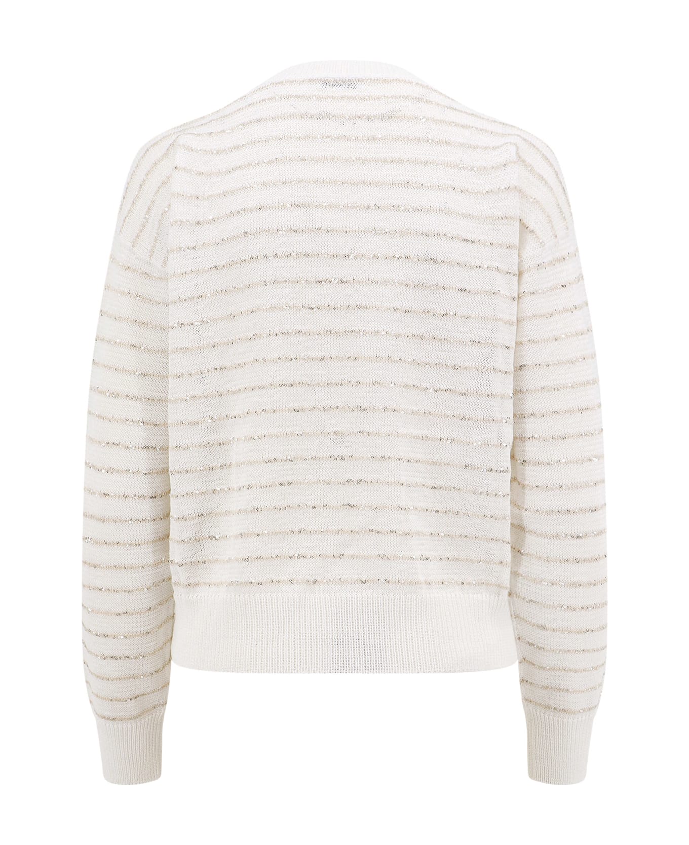 Brunello Cucinelli Cotton Sweater With Lurex Detail - White