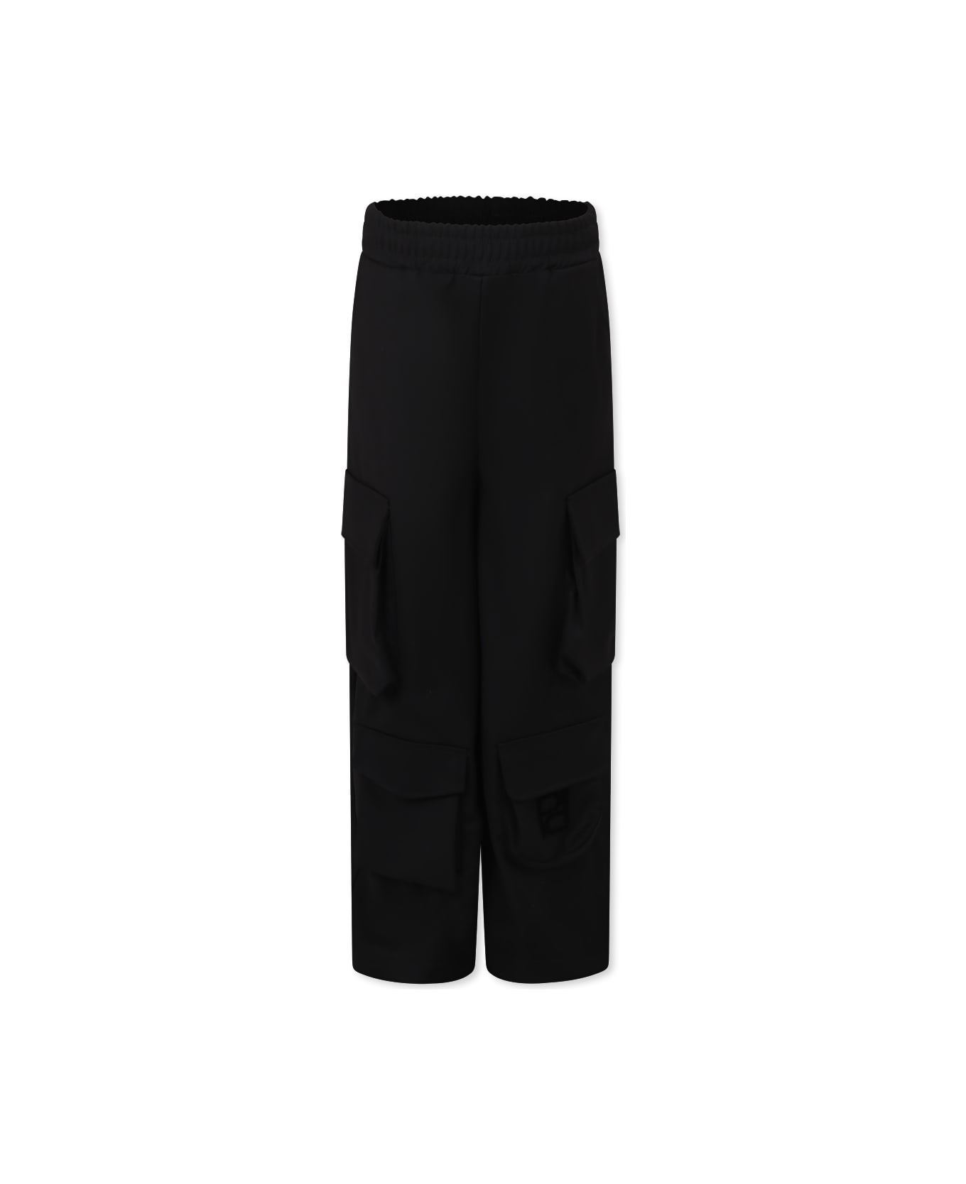 Pinko Black Trousers For Girl With Logo - Black