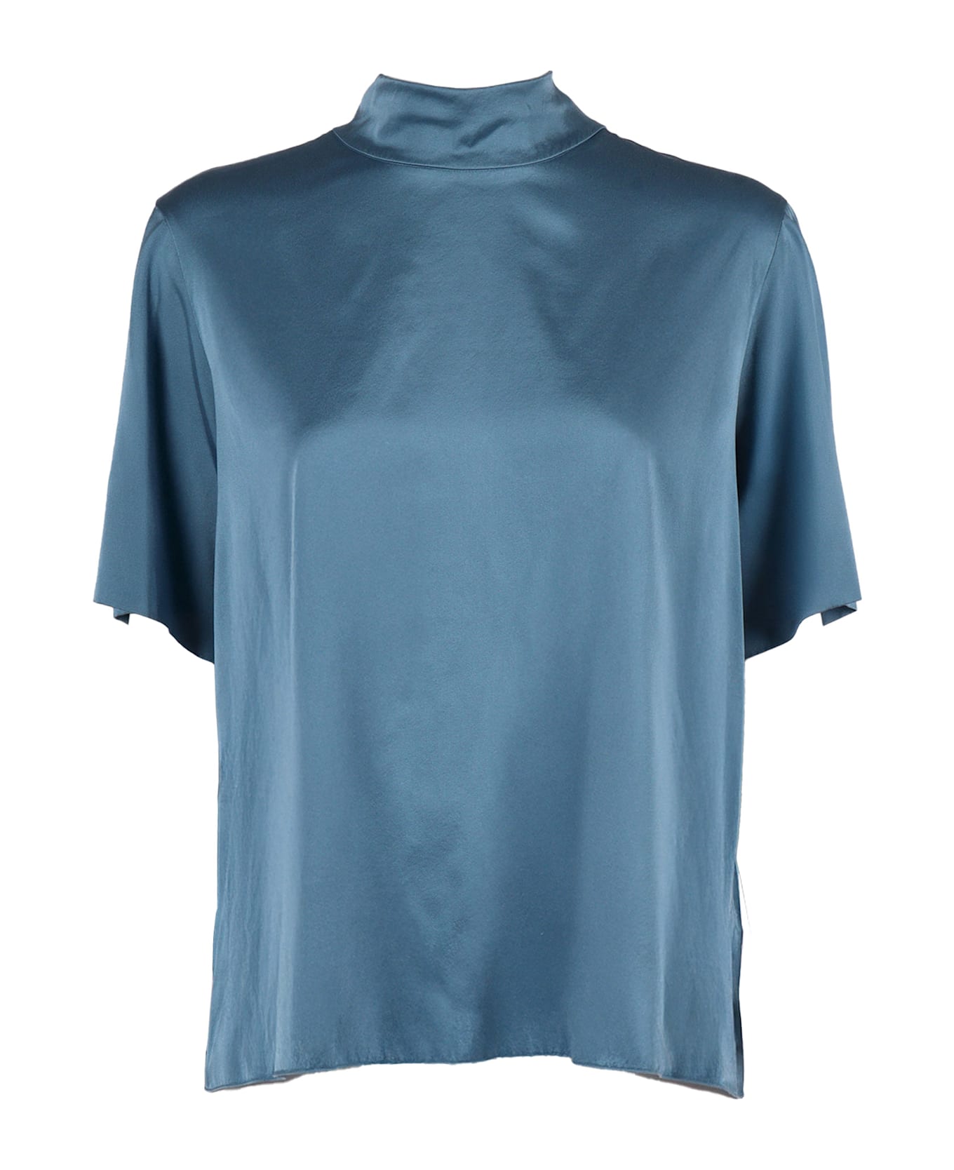 Forte_Forte Stretch Silk Satin Top - LIGHT BLUE