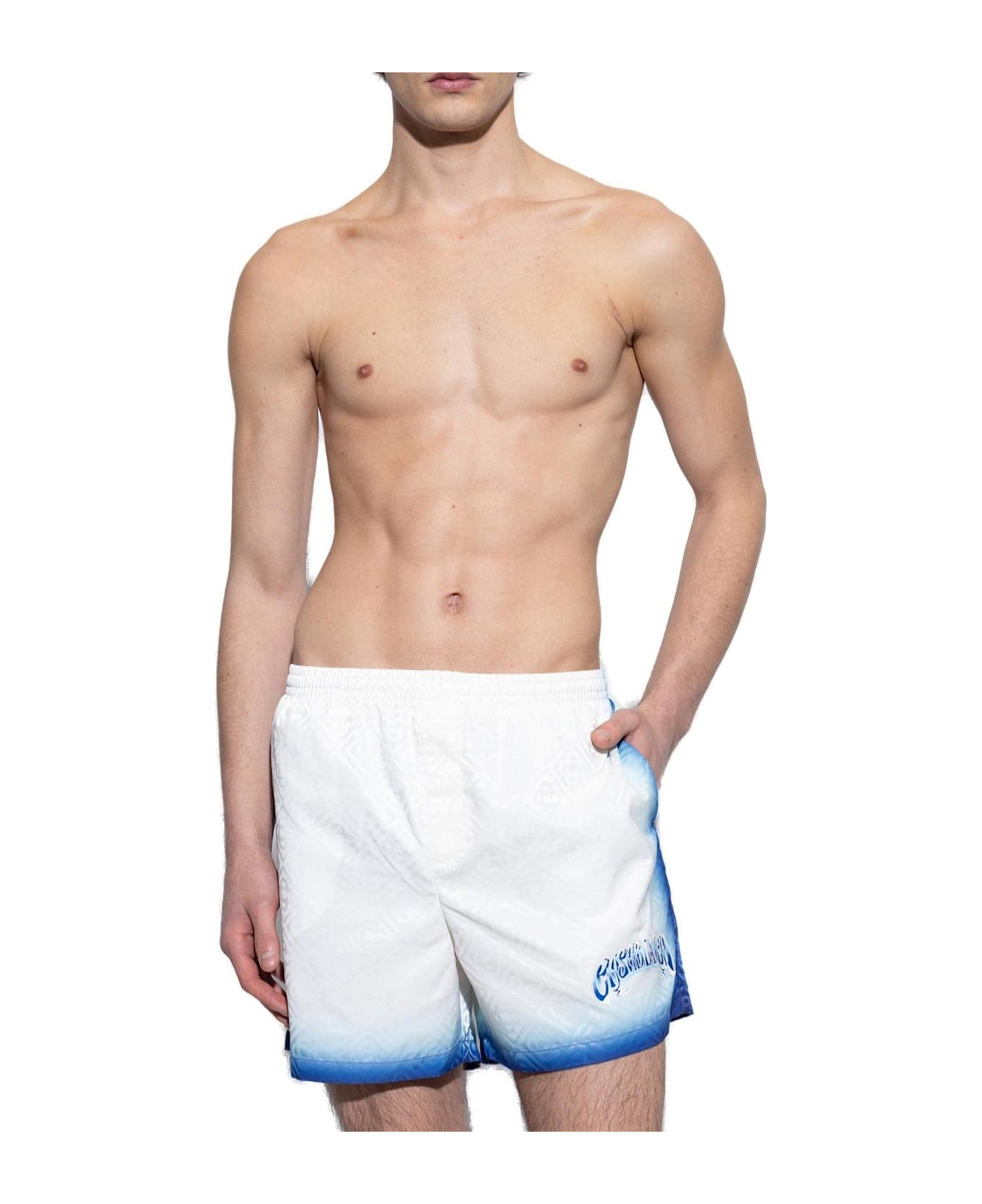 Casablanca Sea Logo Printed Swim Shorts - Blu