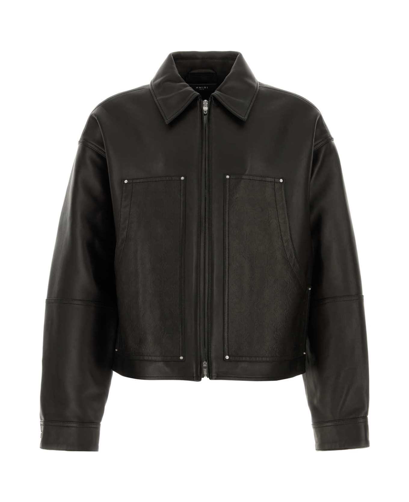 AMIRI Black Leather Jacket - BLACK