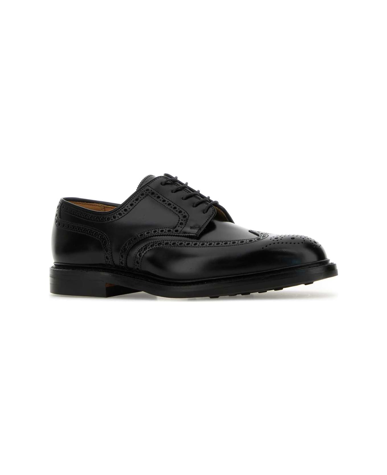 Crockett 
Jones Black Leather Pembroke Lace-up Shoes - BLACK CAVALRY CALF