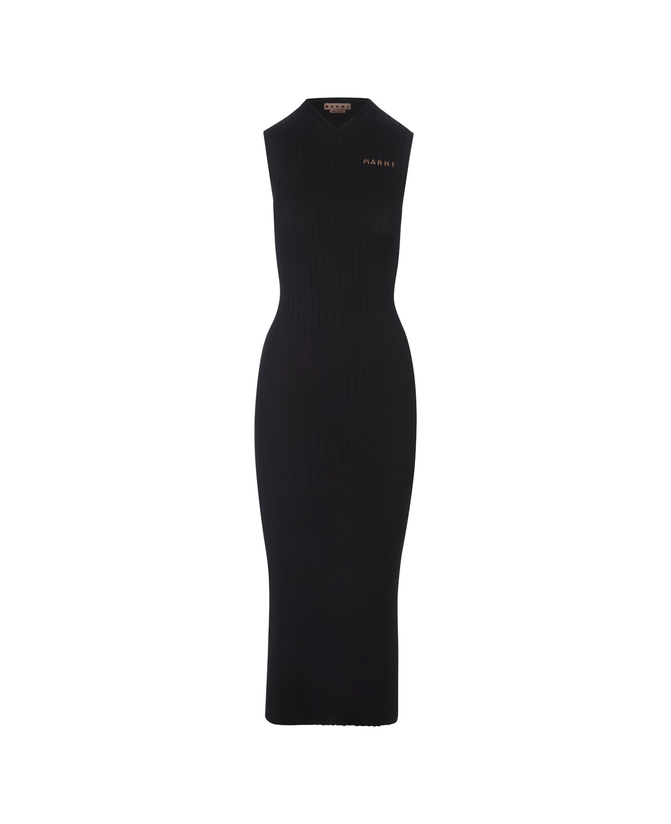 Marni Black Long Sleeveless Ribbed Knit Dress - Black ワンピース＆ドレス