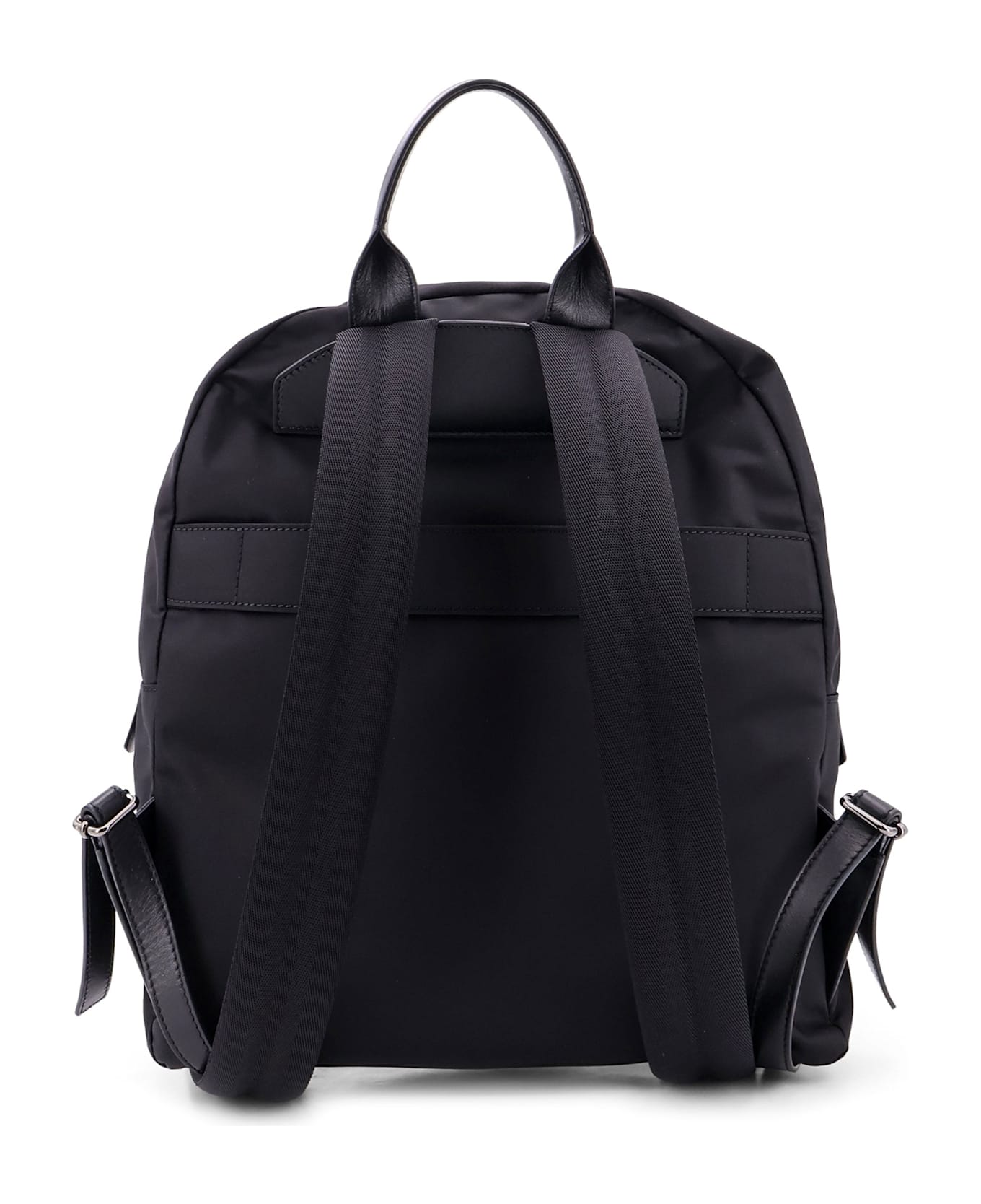 Kiton Nylon Backpack With Metal Lettering Logo - Black バックパック