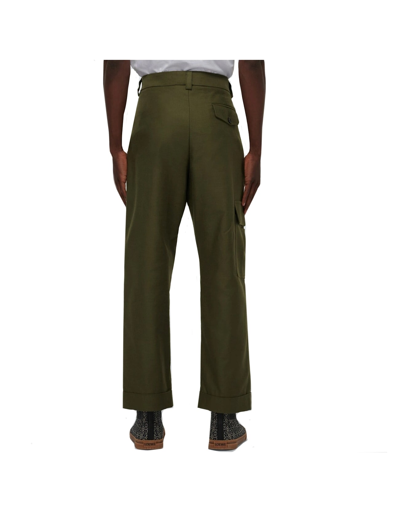 Loewe Cropped Cargo Pants - Green