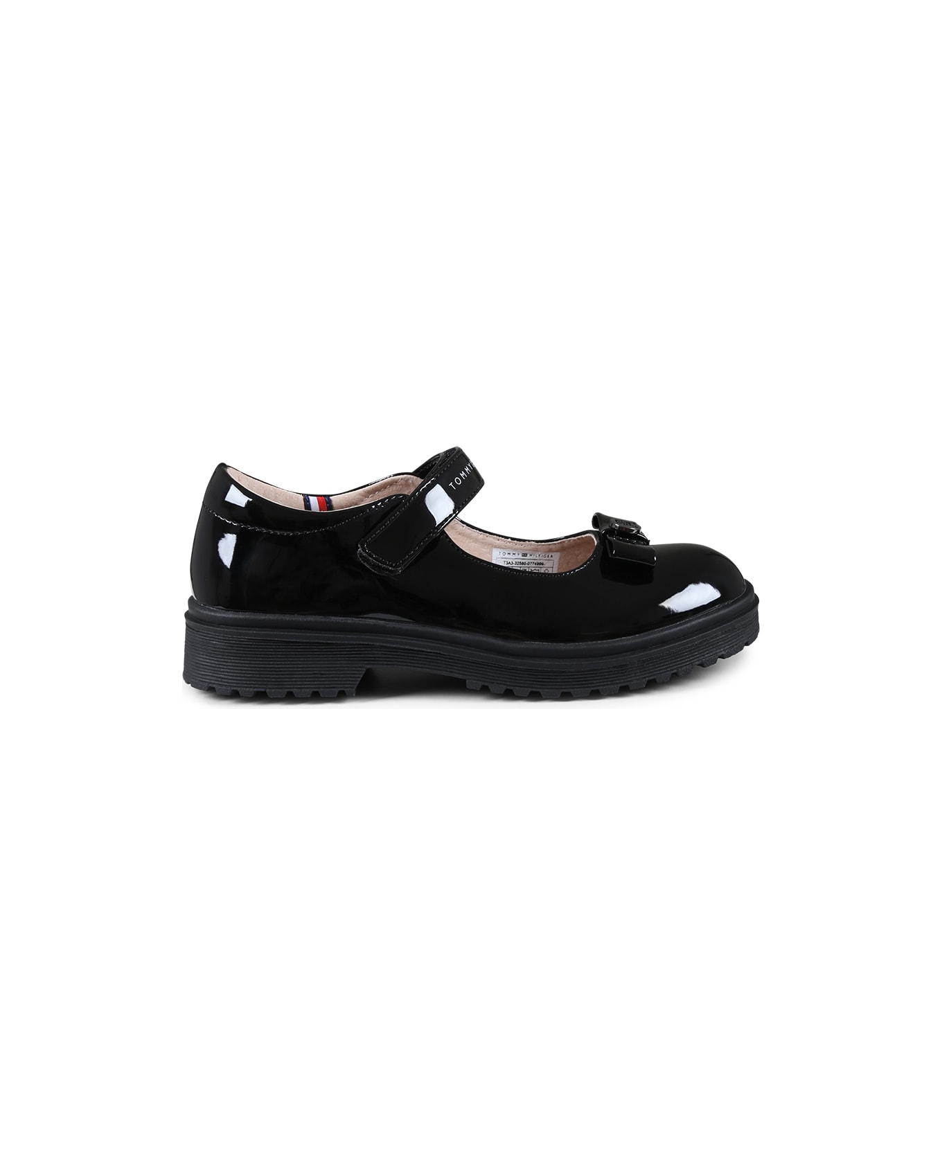 Tommy Hilfiger Black Ballet Flats For Girl With Logo - Black