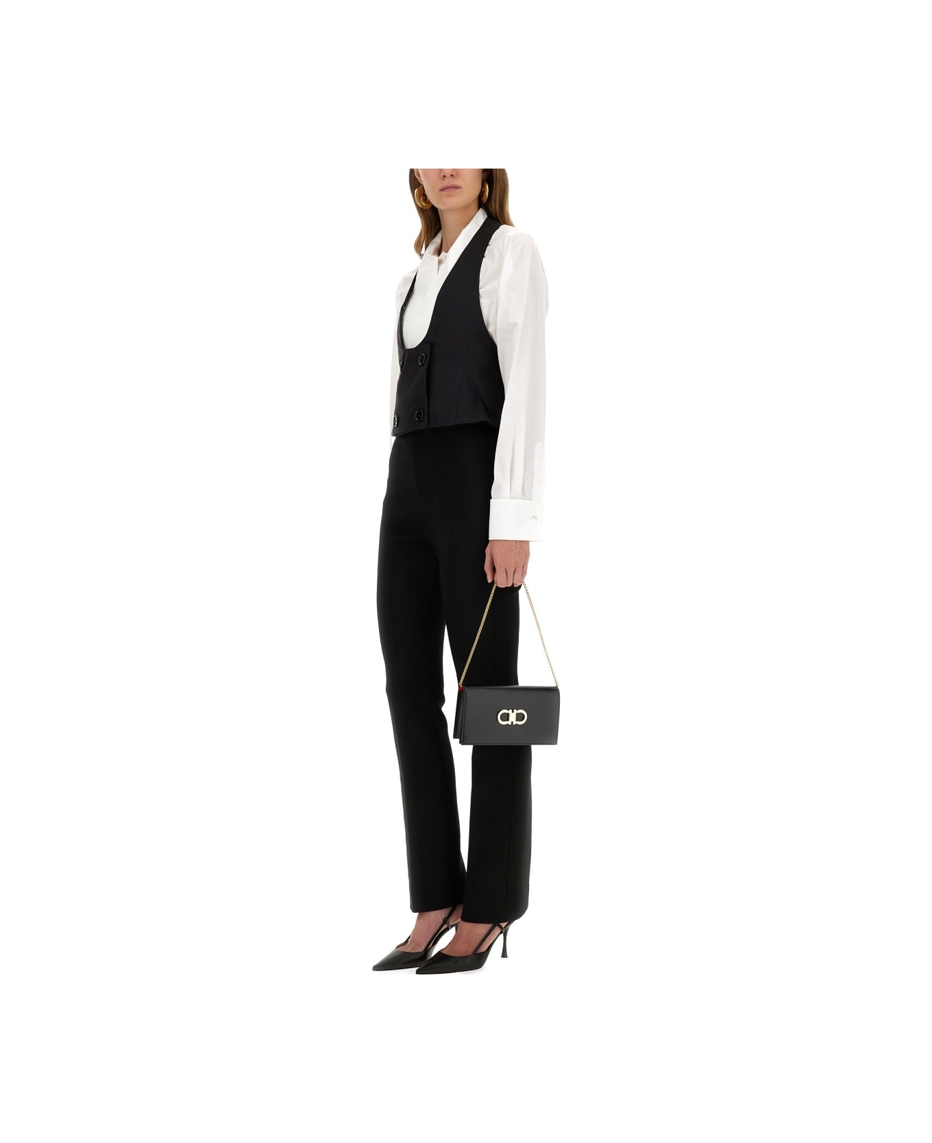 Nina Ricci Vest With Open Back - BLACK