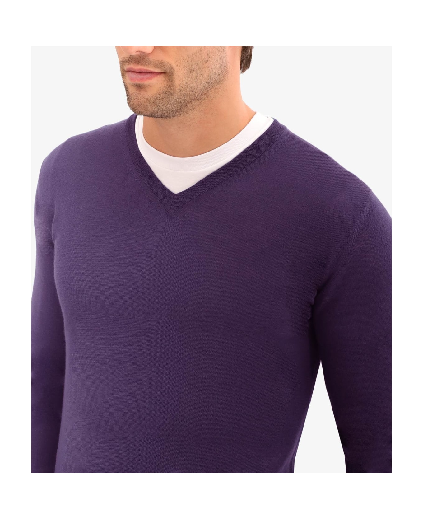 Larusmiani V-neck Sweater 'pullman' Sweater - Purple ニットウェア