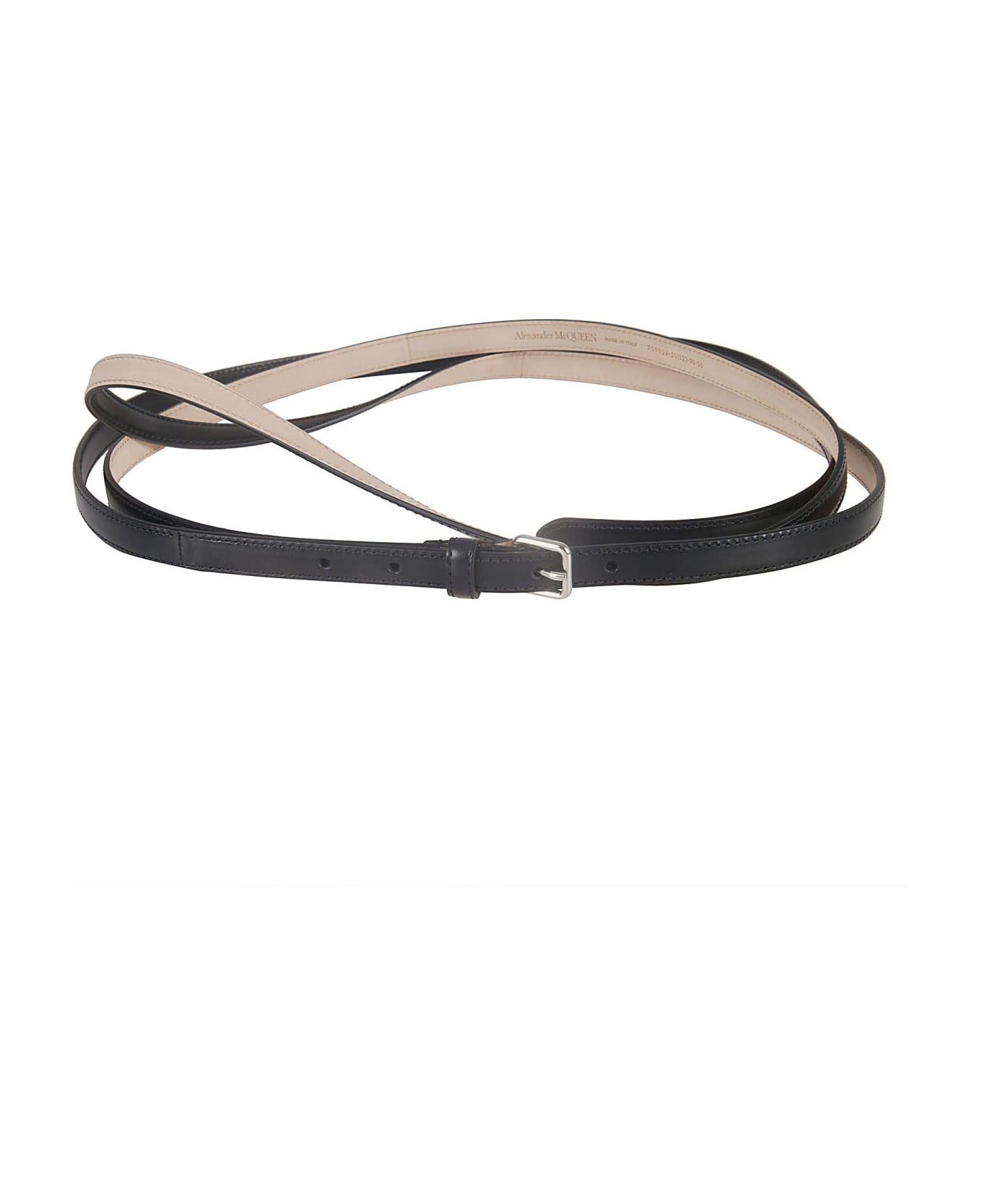 Alexander McQueen Long Thin Double Belt - Black