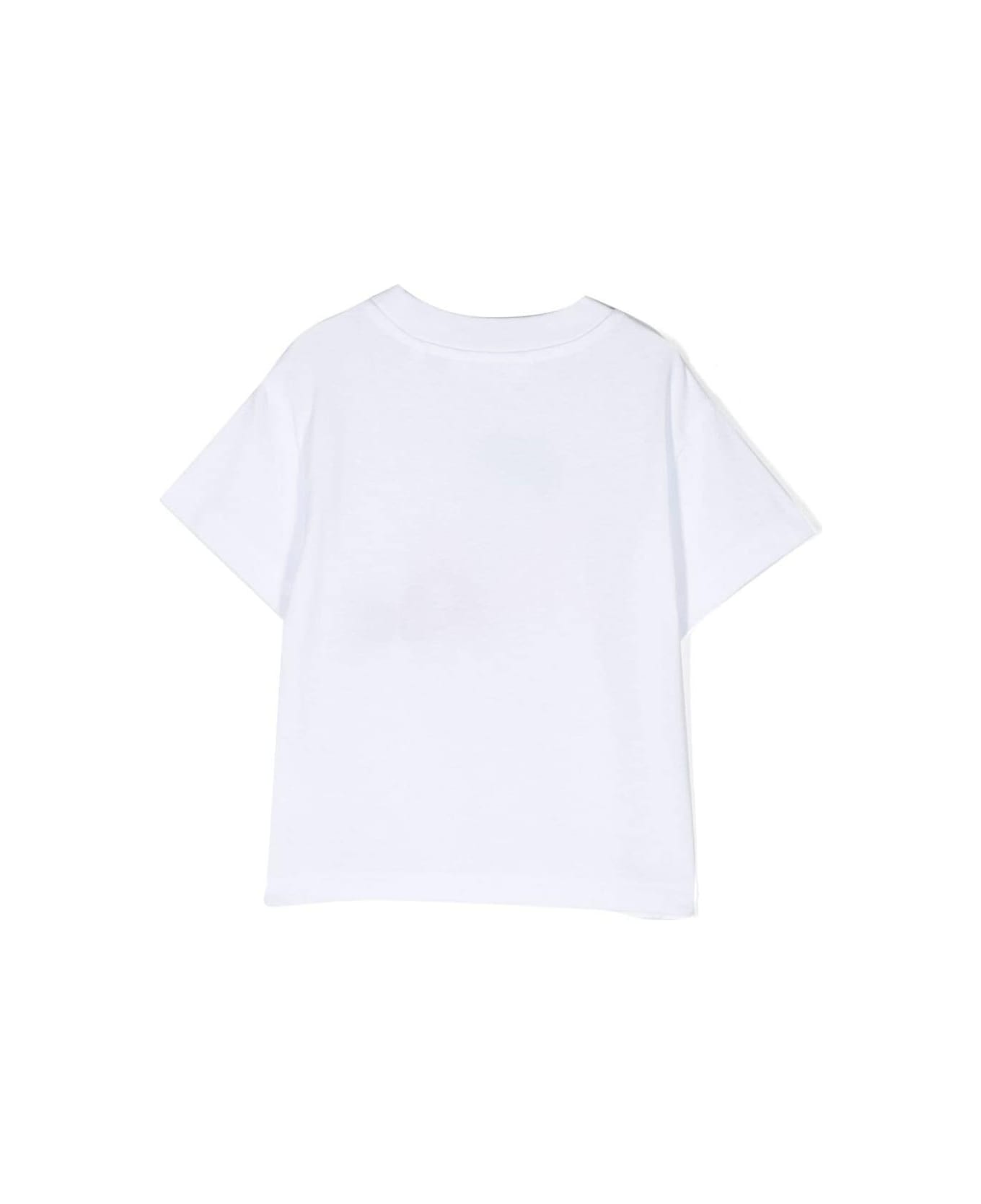 Palm Angels T-shirt With Embroidered Logo On The Front In White Cotton Girl - White