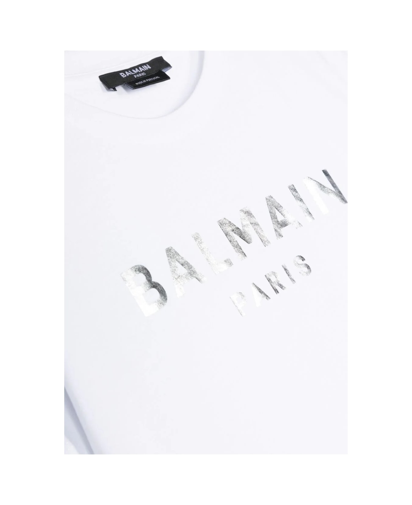 Balmain White T-shirt With Silver Logo - White