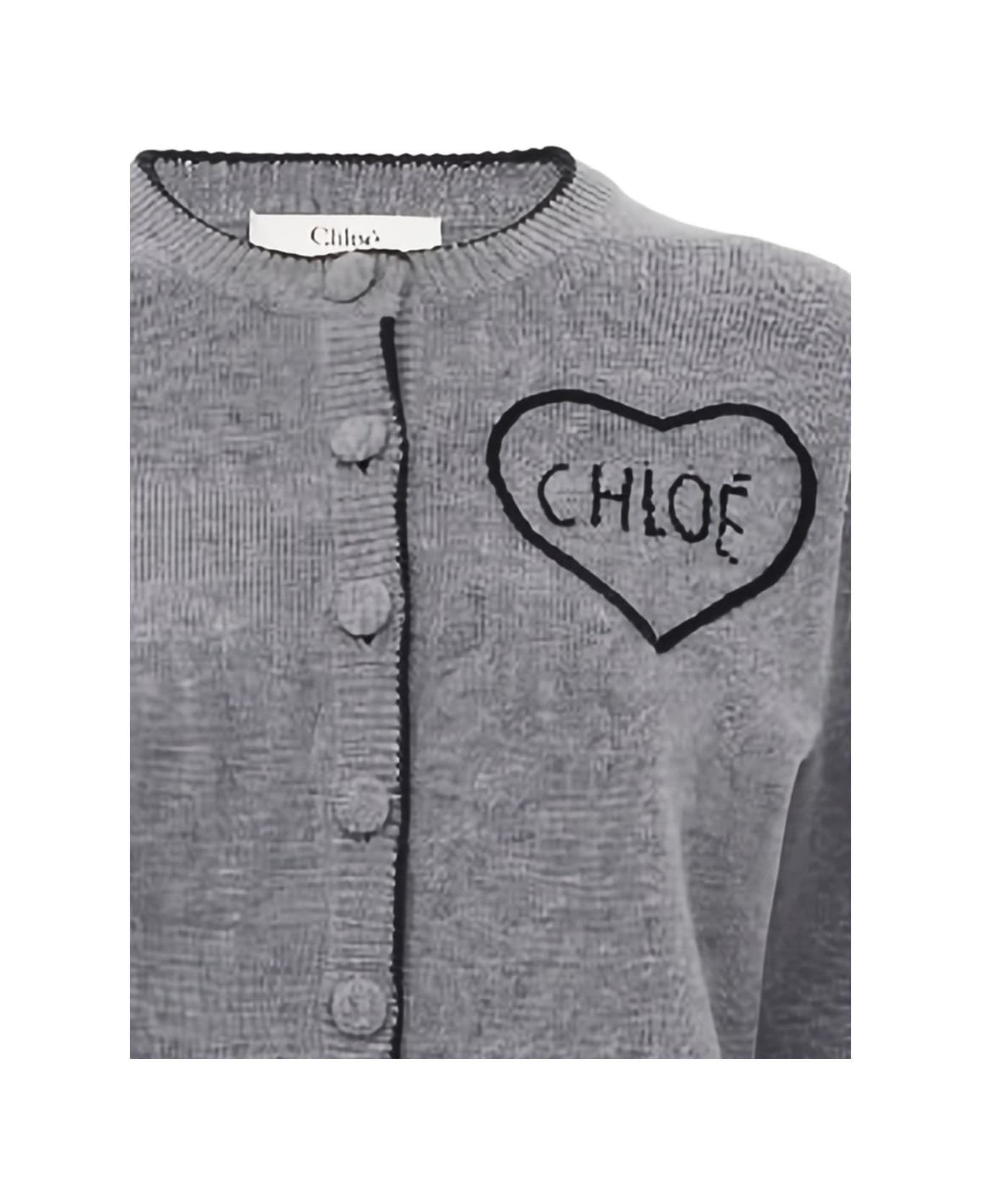 Chloé Logo Cashmere Cardigan - Grey