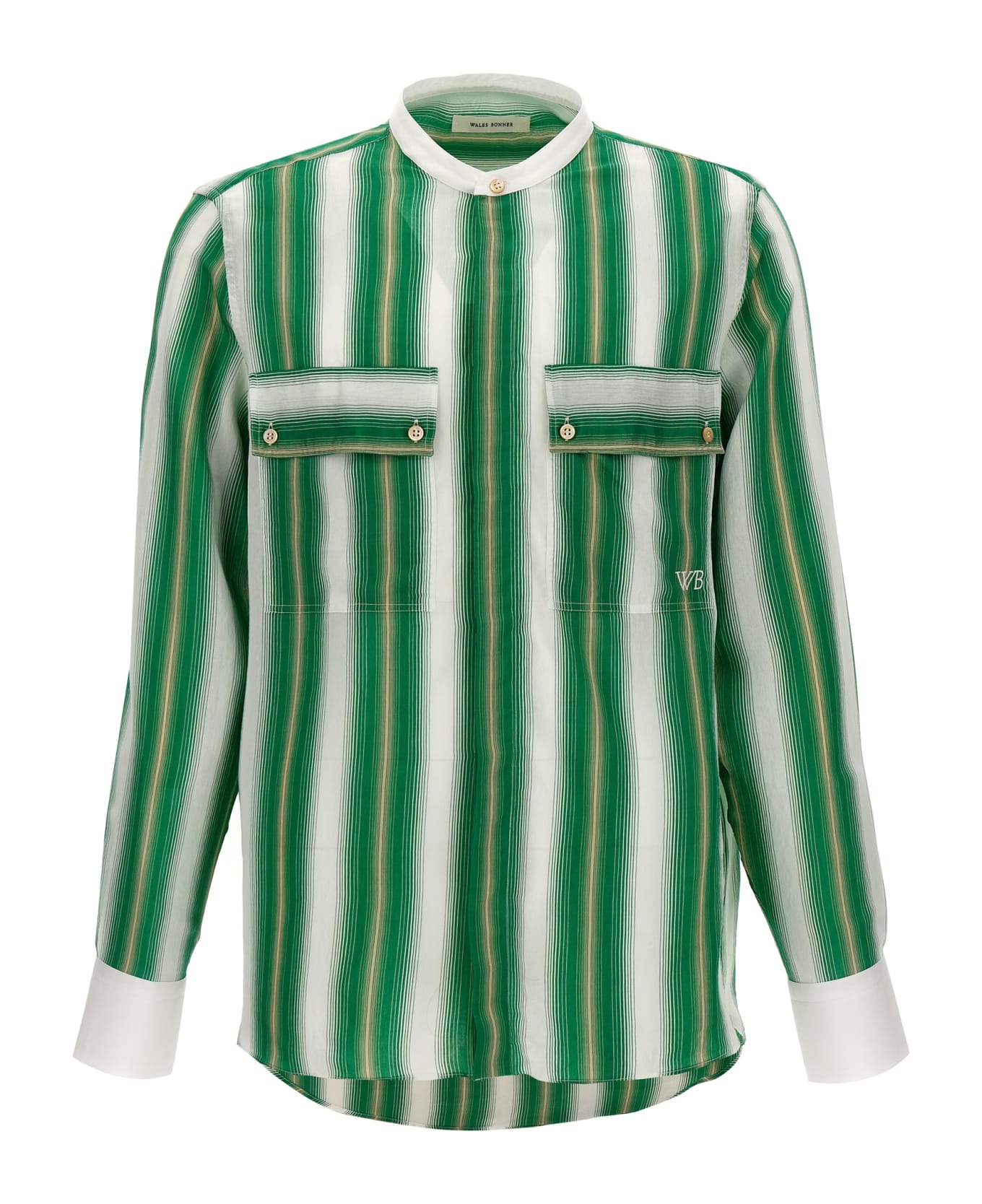 Wales Bonner 'cadence' Shirt - 0070 GREEN AND IVORY