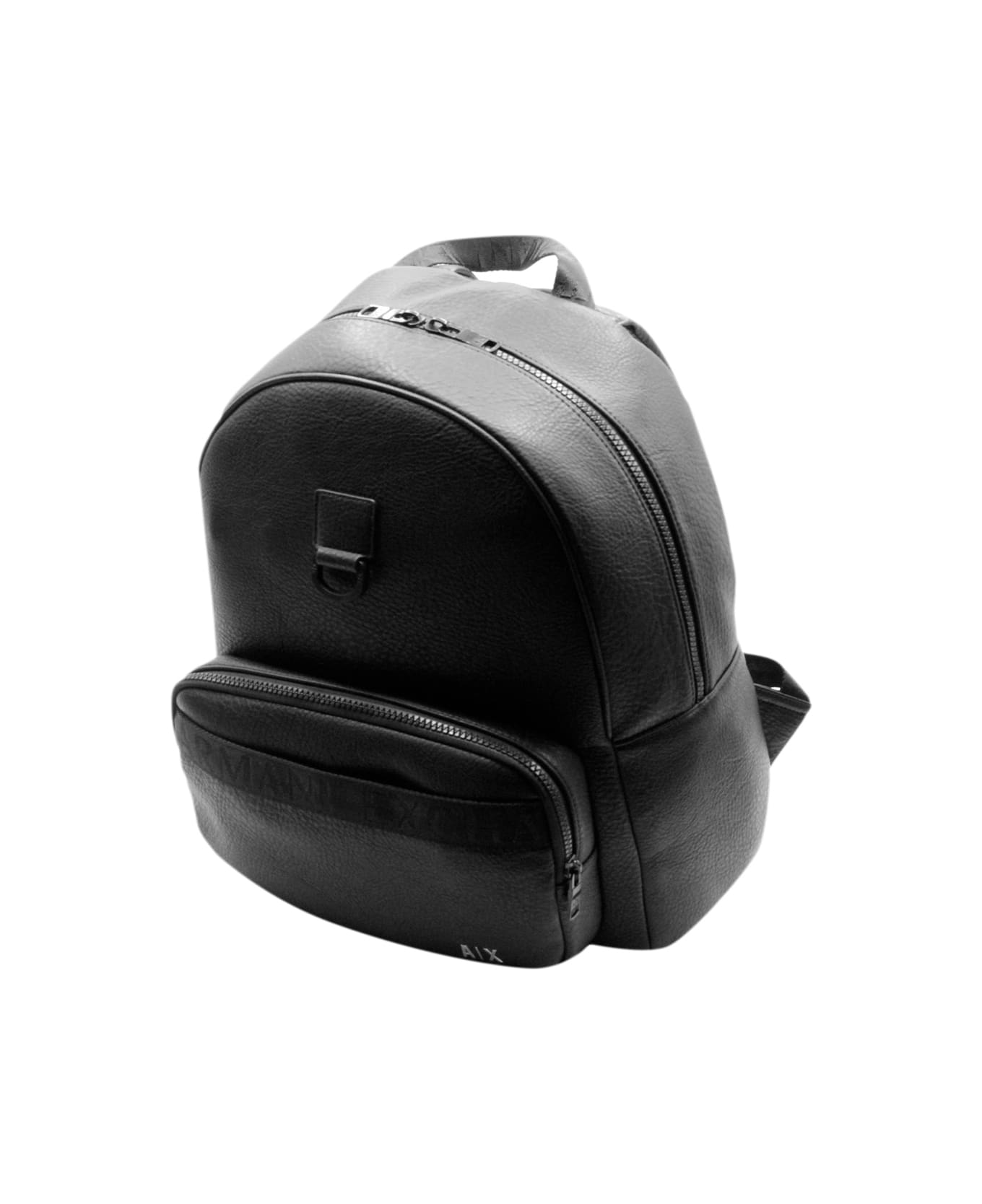 Armani Collezioni Backpack In Very Soft Soft Grain Eco-leather With Logo Written On The Front. Adjustable Shoulder Straps. Measures 38x32x12 Cm - Black