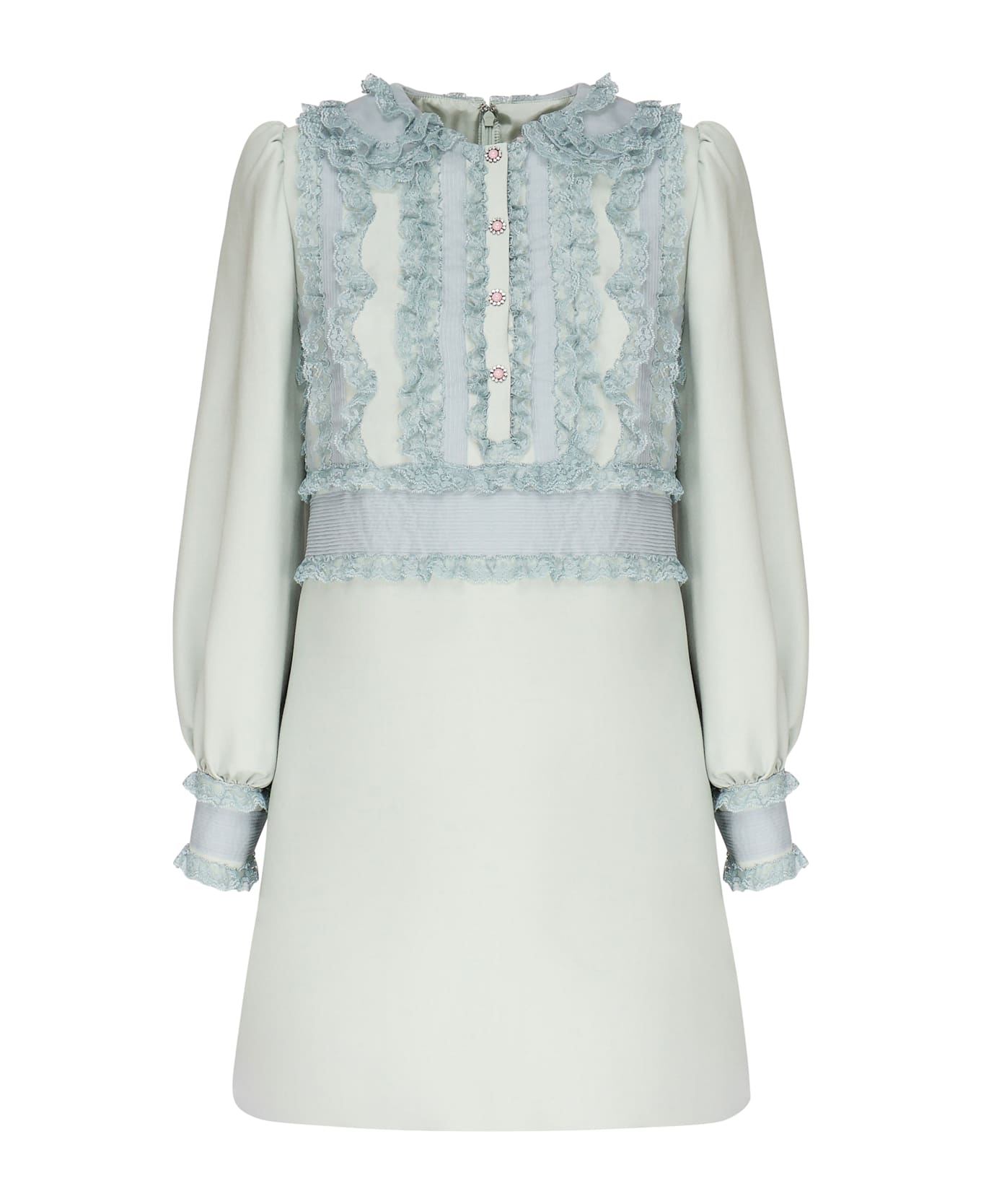 Valentino Garavani Embroidered Crepe Couture Short Dress - Blue