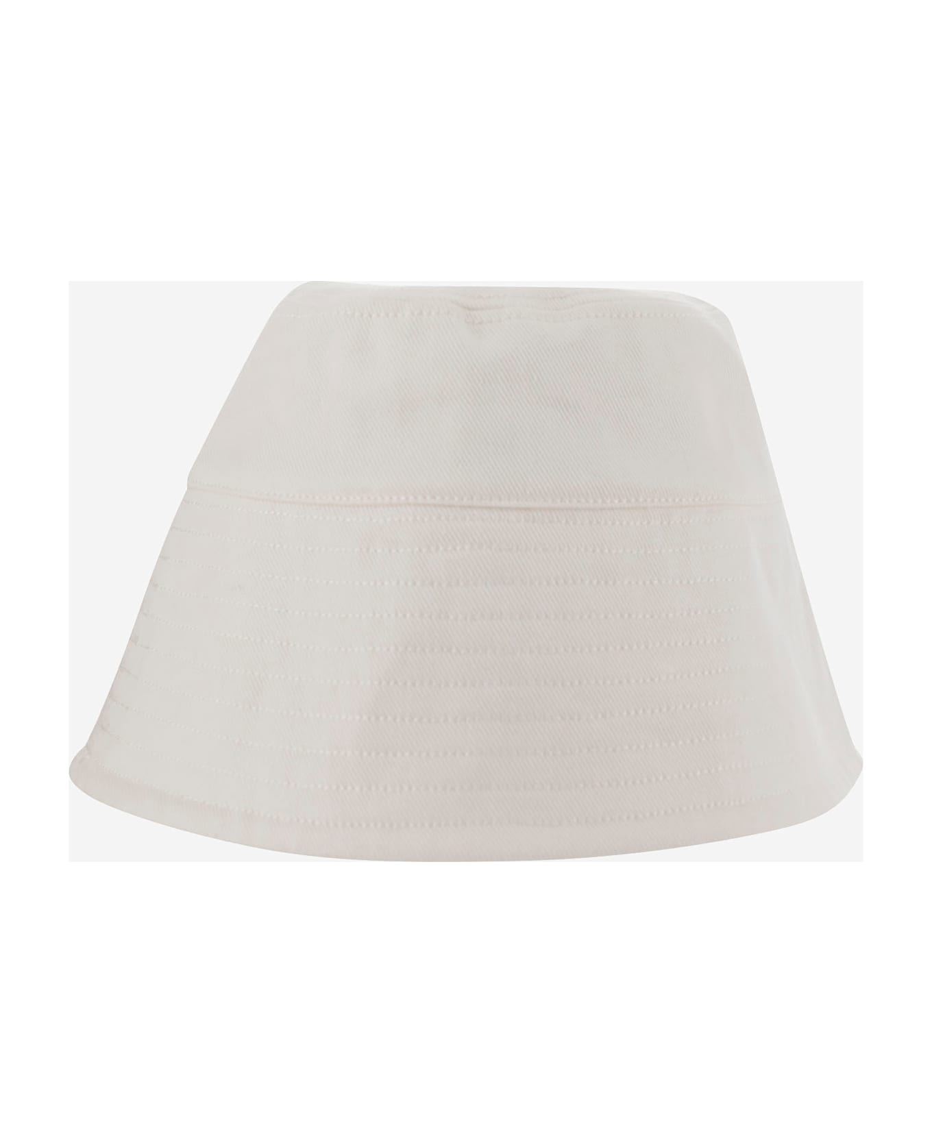 Patou Cotton Bucket Hat With Logo - White