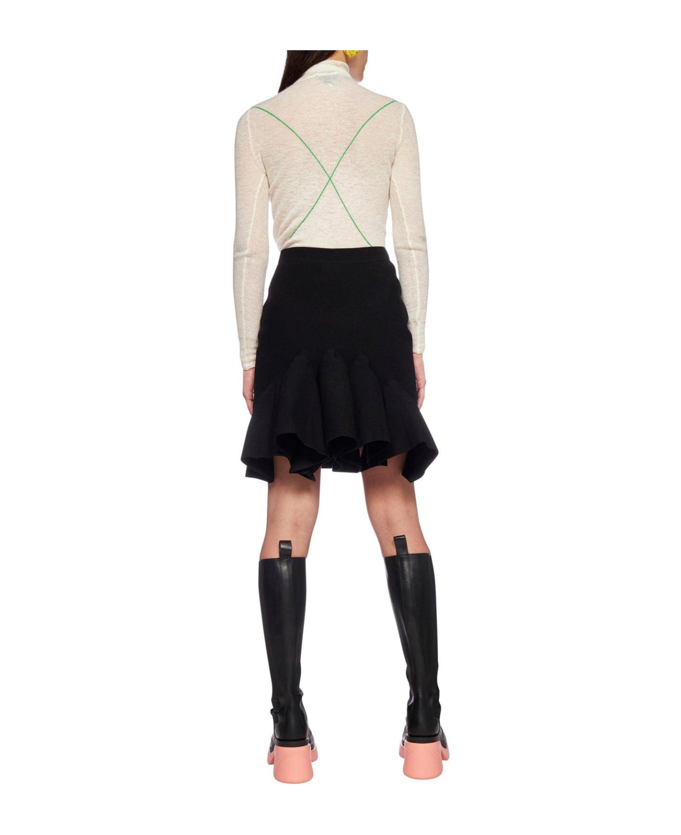 Bottega Veneta A-line Ruffled Skirt - BLACK