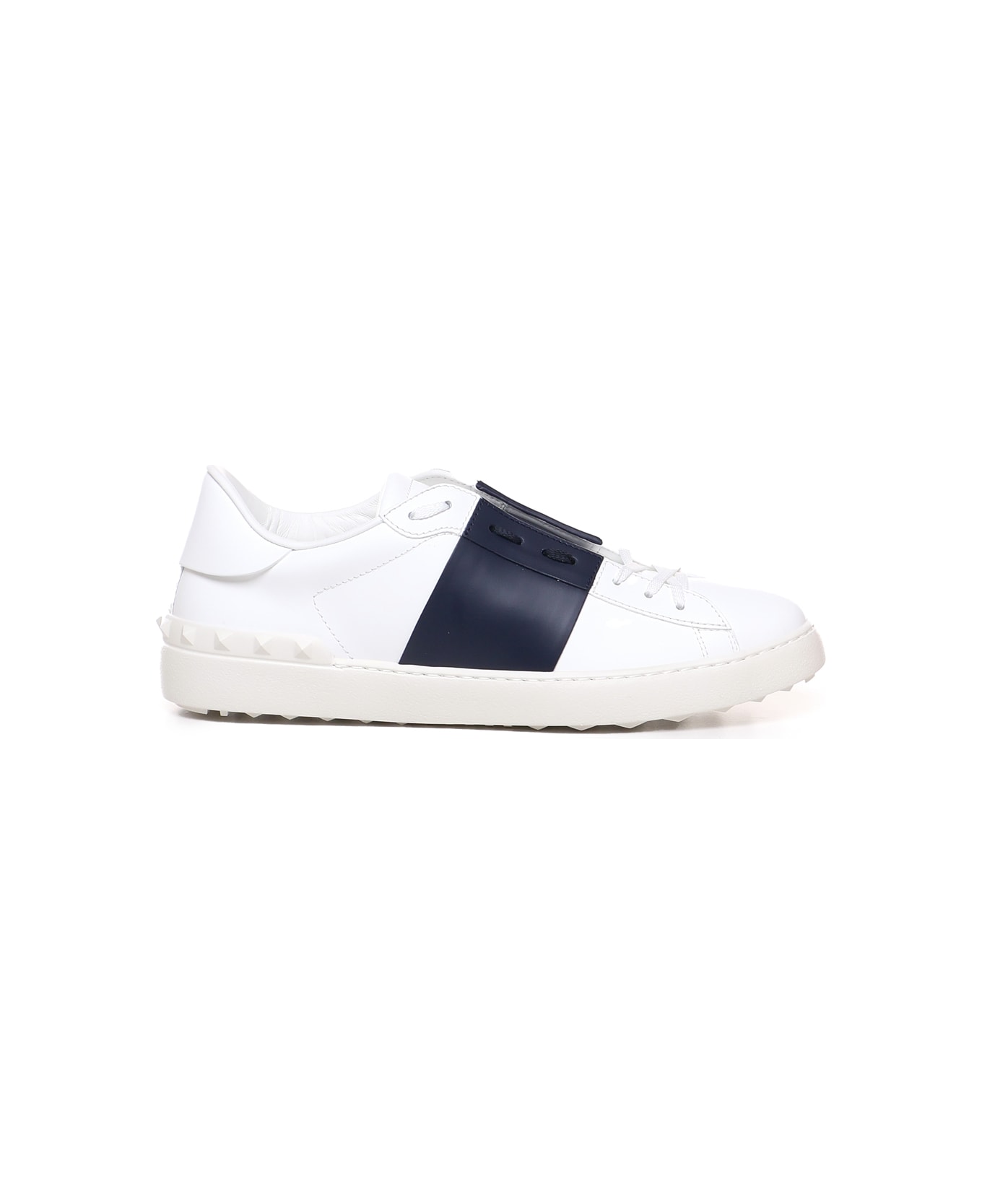 Valentino Garavani Open Sneakers In Leather With Contrasting Band - white/marine スニーカー