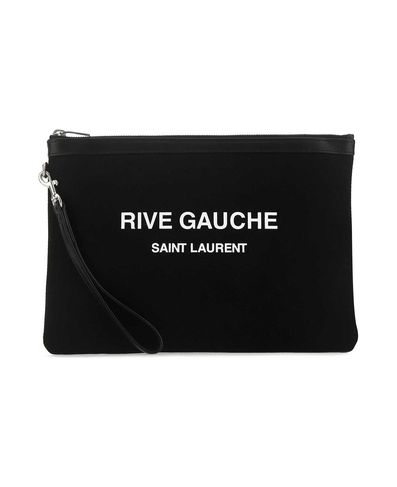 Saint Laurent Black Canvas Rive Gauche Clutch - 1070