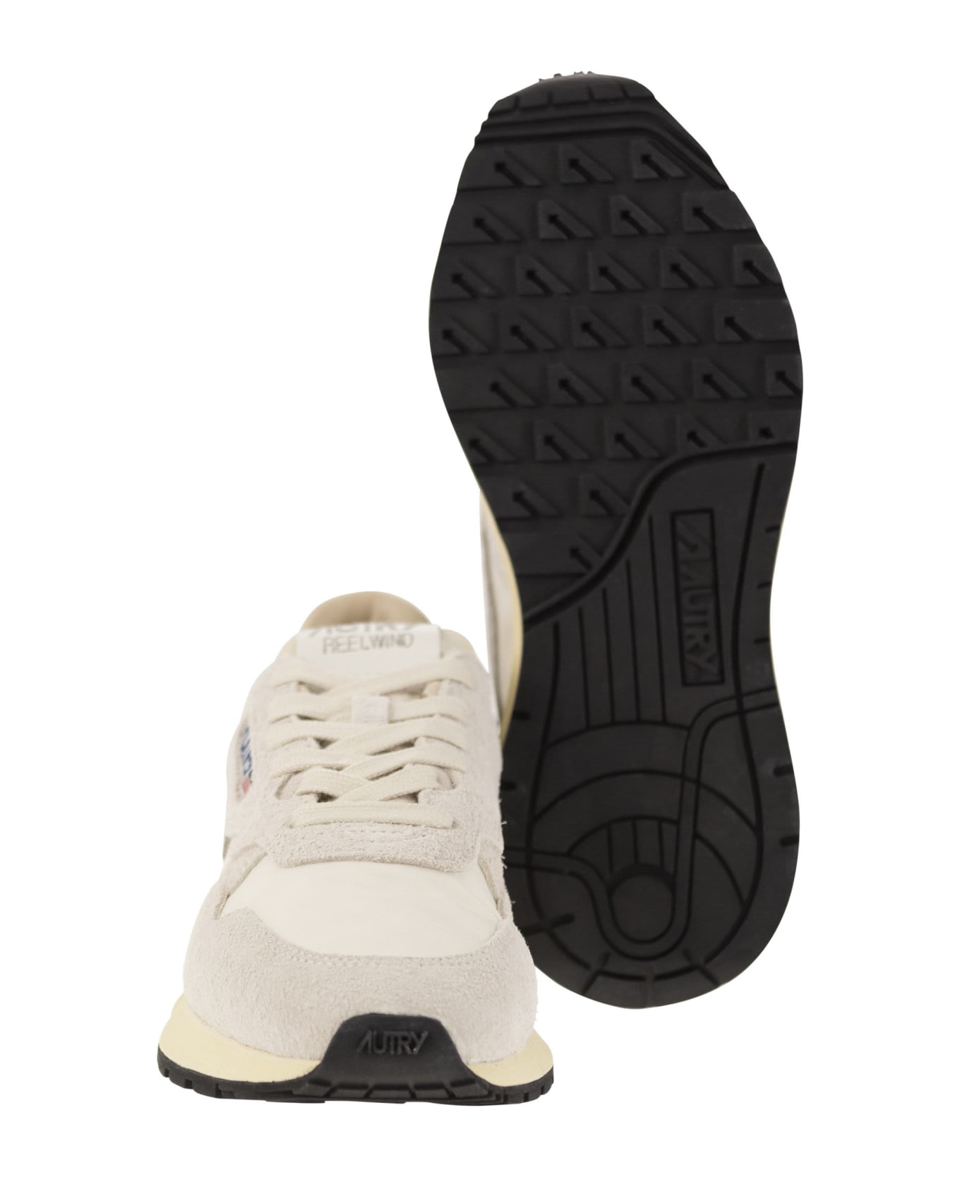 Autry Reelwind - Suede And Technical Textile Trainer - Wht/nat
