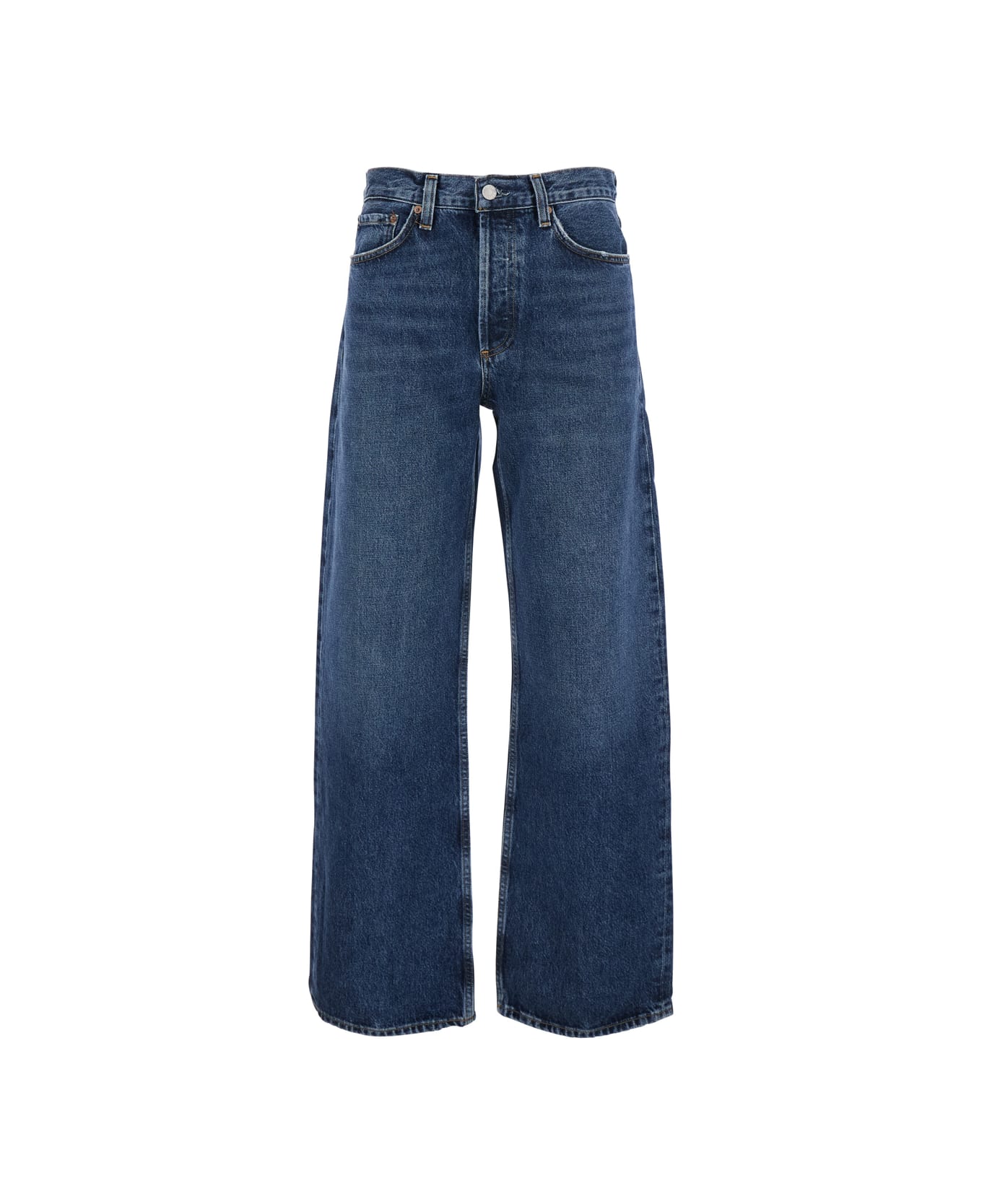 AGOLDE 'arc' Blue Jeans With Logo Patch On The Rear And Wide Leg In Denim Woman - Blu