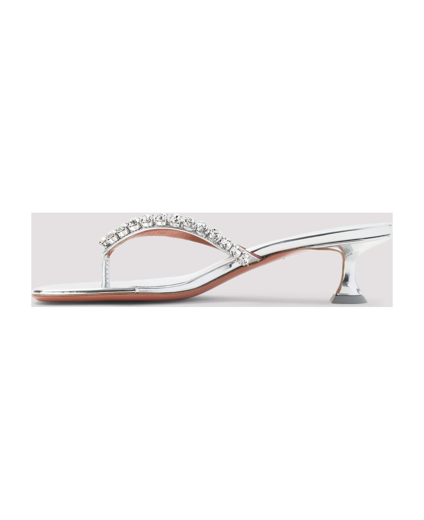 Amina Muaddi Gigi Thong Mirror Sandals - Silver White