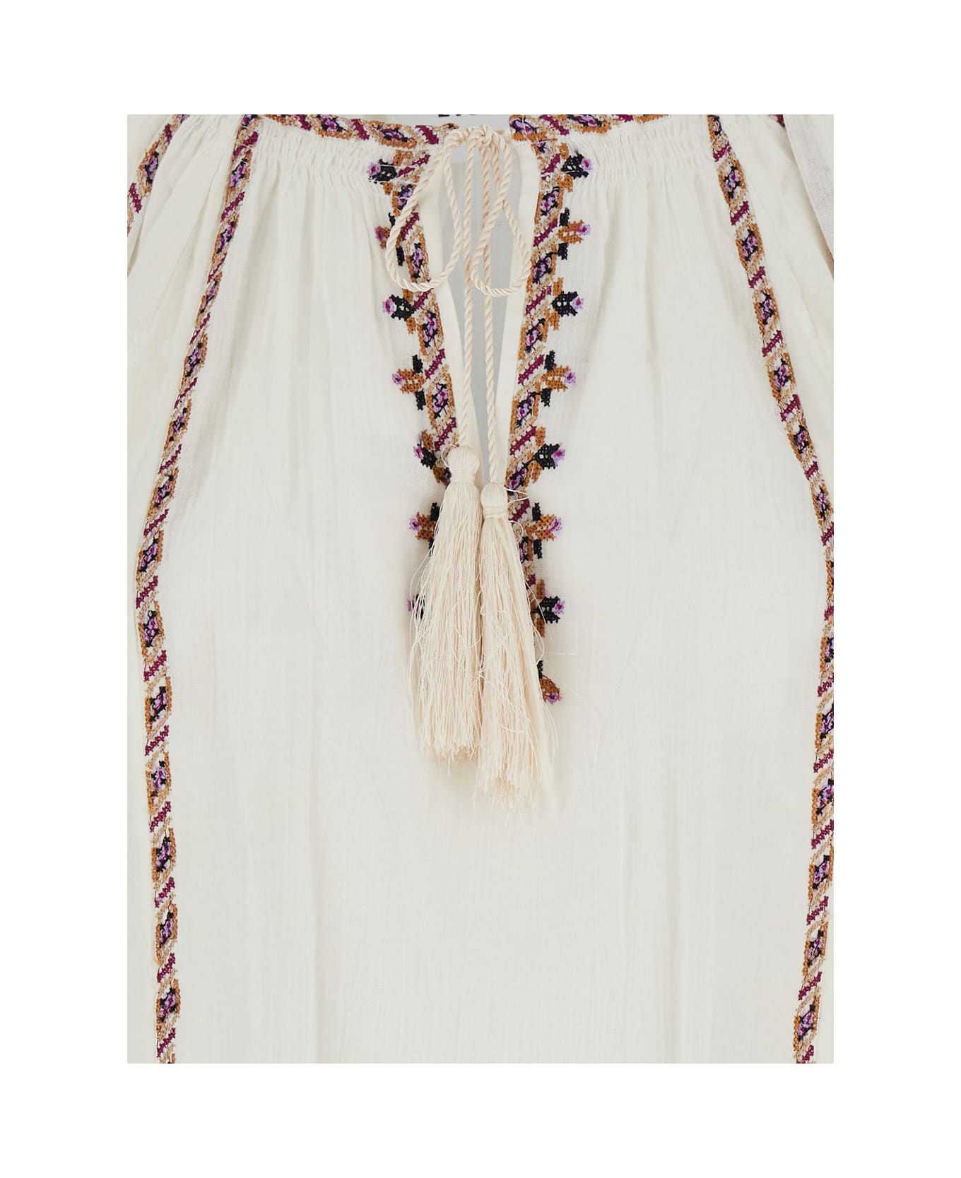 Marant Étoile 'fernanda' White Shirt With Bow Closure On The Front And Bishop Sleeves In Cotton Woman - White