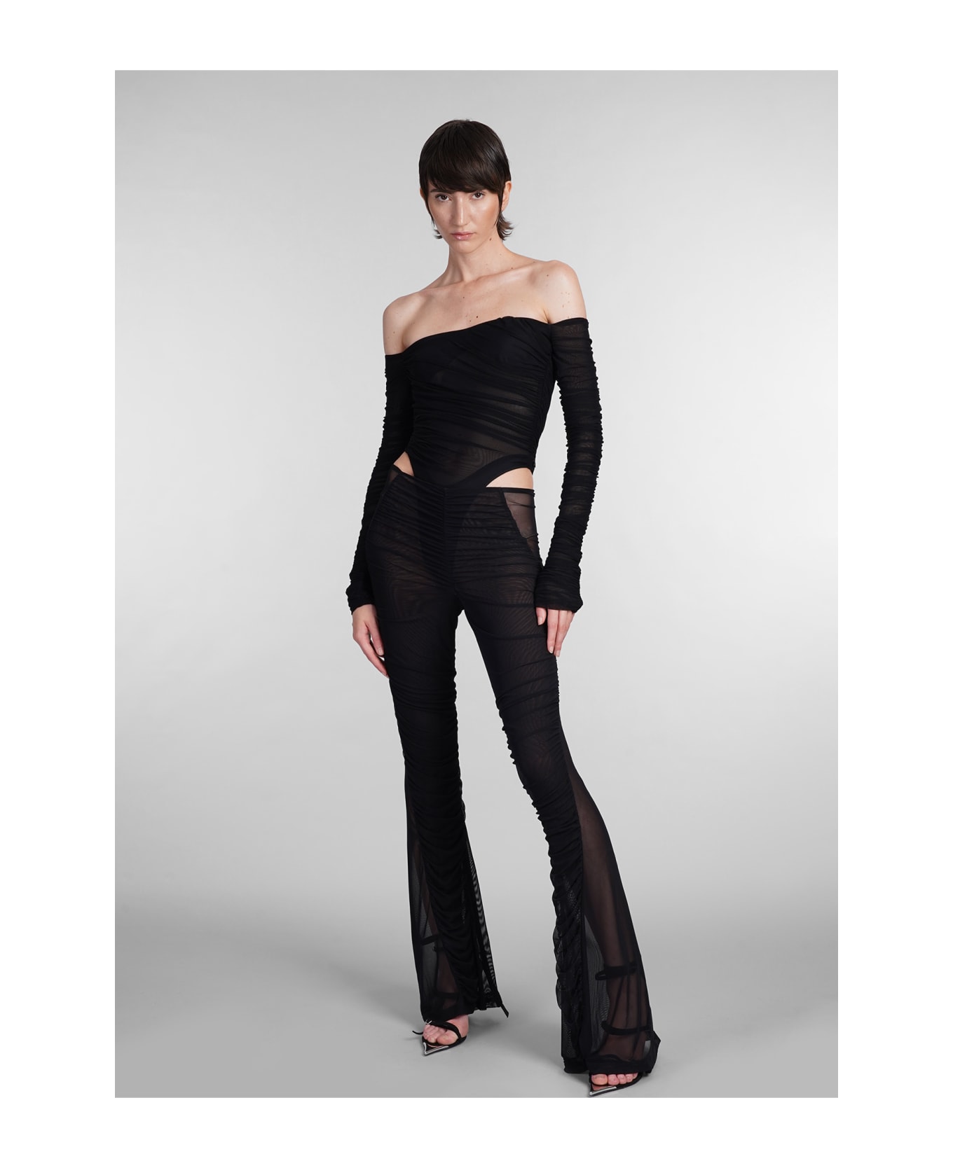 Mugler Pants In Black Polyamide - black