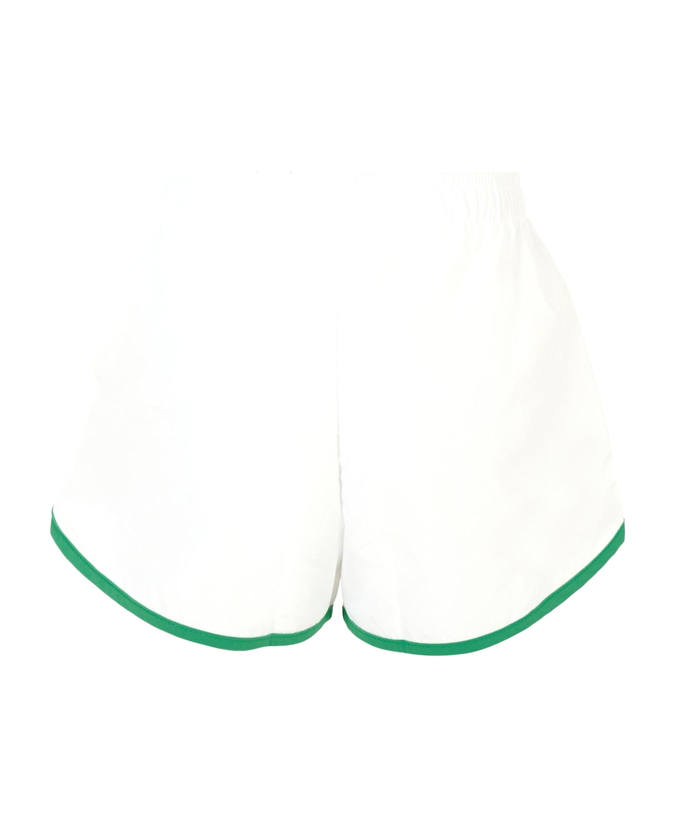 MC2 Saint Barth White Beach Shorts For Girl With Green Logo - White ボトムス