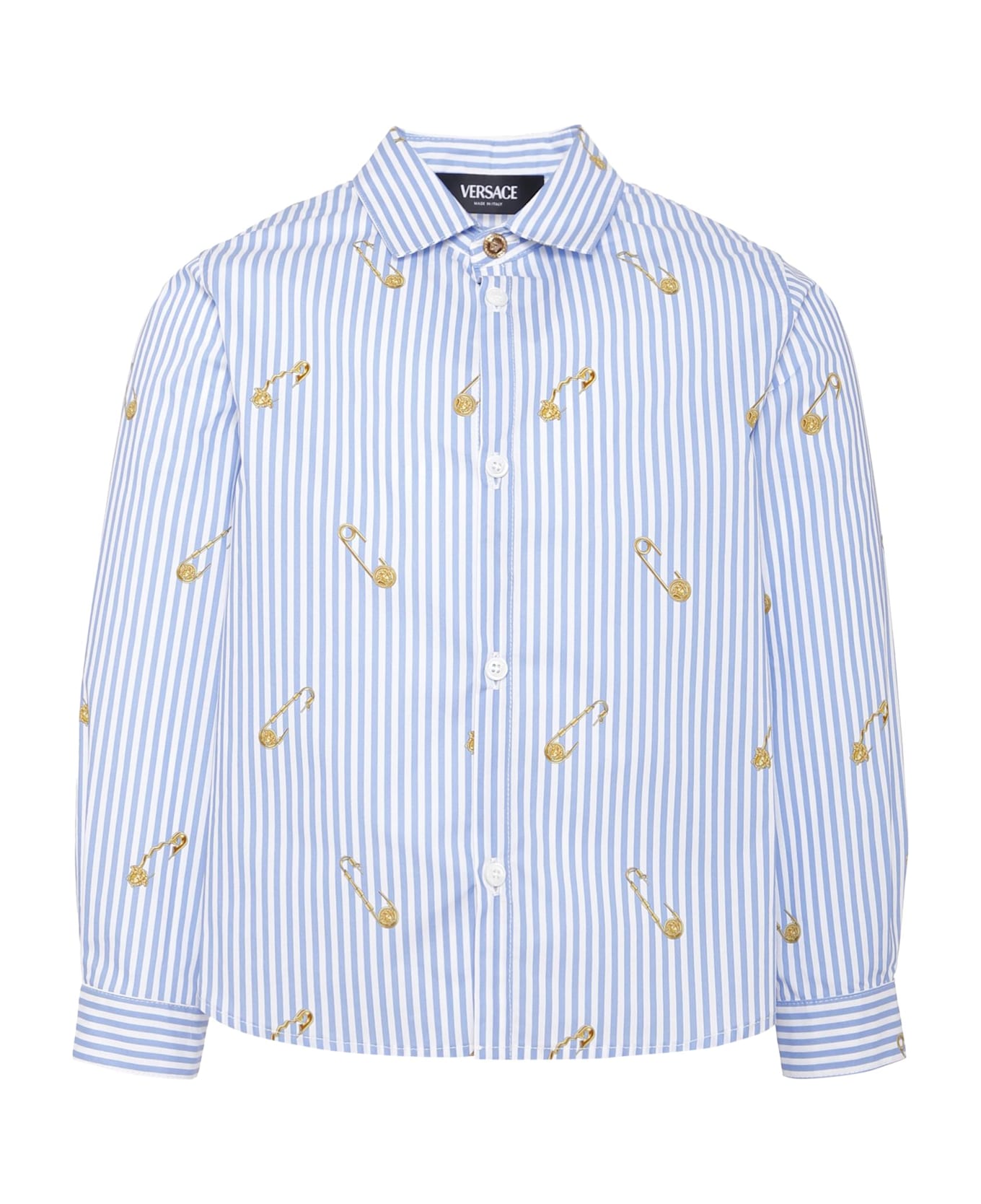 Versace Light Blue Shirt For Boy Withsafety Pin - Light Blue