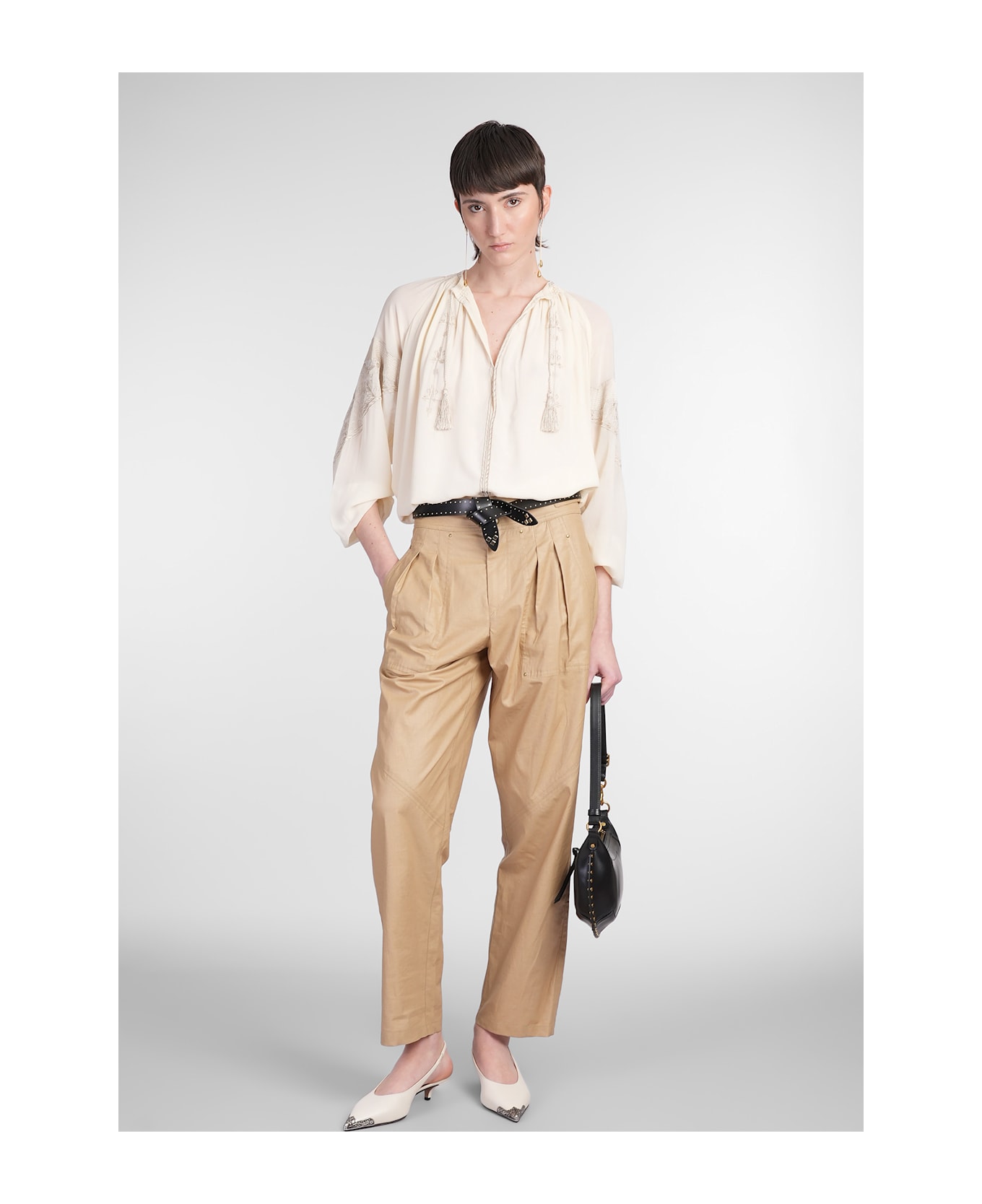 Isabel Marant Fidji Pants In Beige Linen - beige