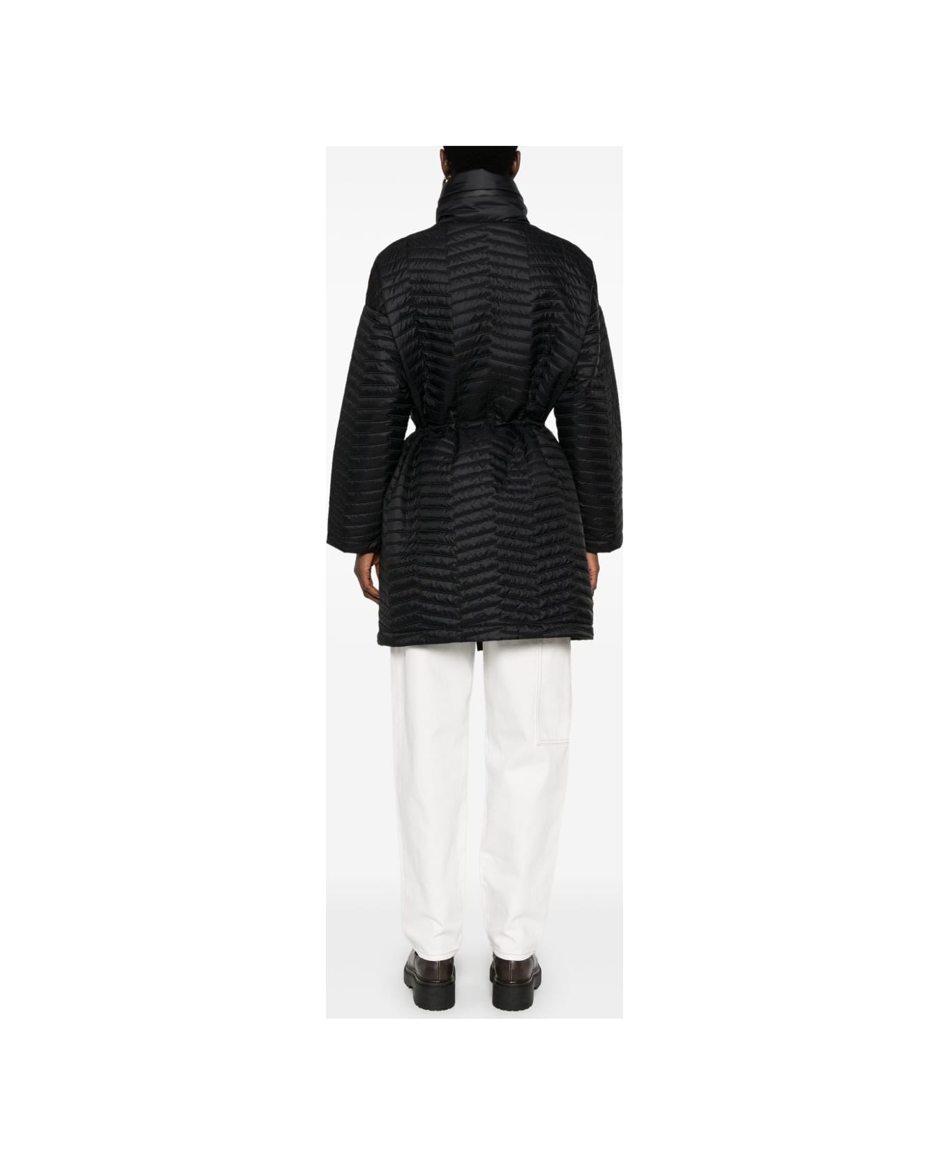 Emporio Armani Nylon Midi Coat - Black