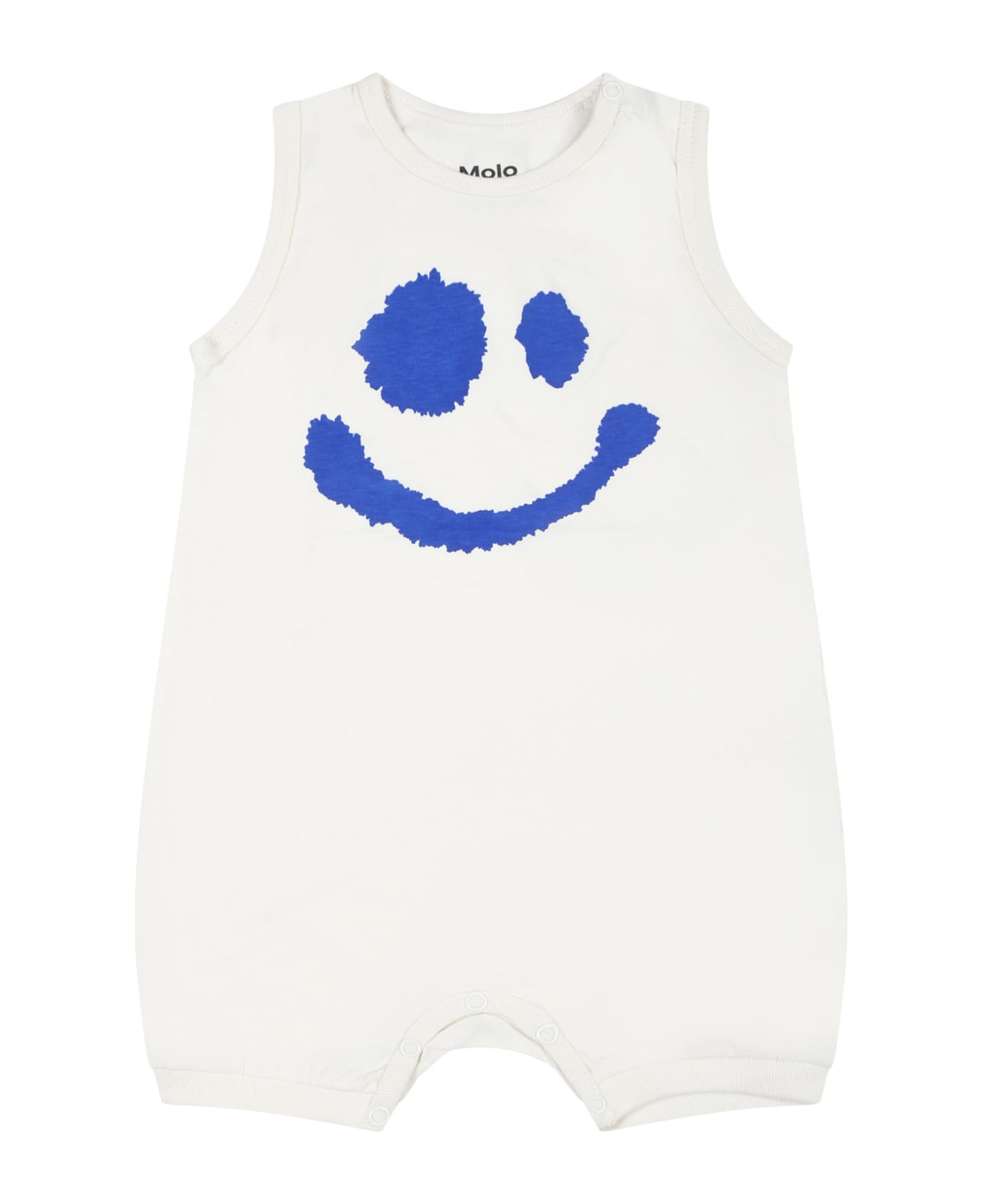 Molo Ivory Romper For Babykids With Smiley - White