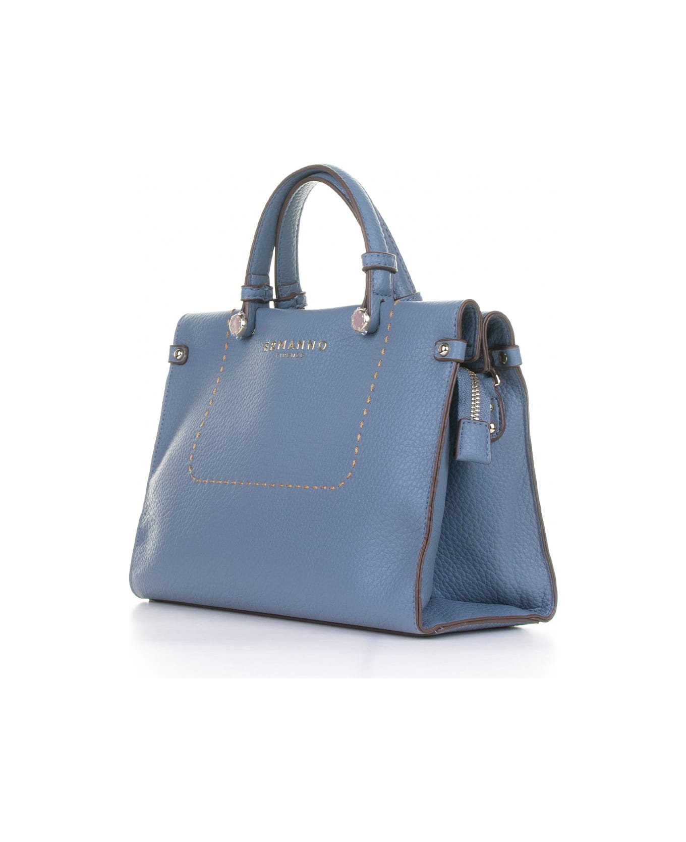 Ermanno Scervino Petra Small Light Blue Leather Handmade Tote Bag - AZZURRO トートバッグ