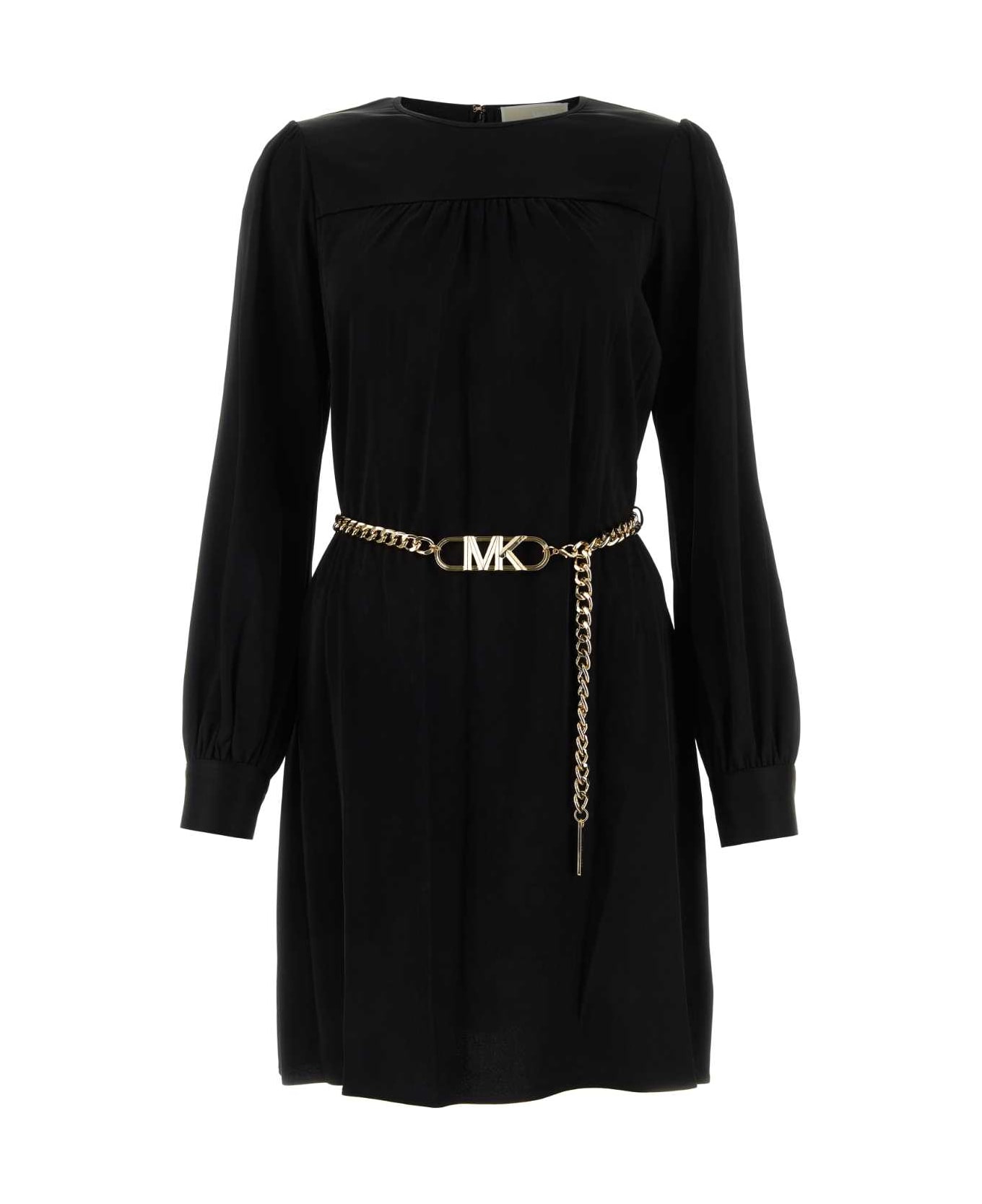 Michael Kors Black Jacquard Mini Dress - BLACK