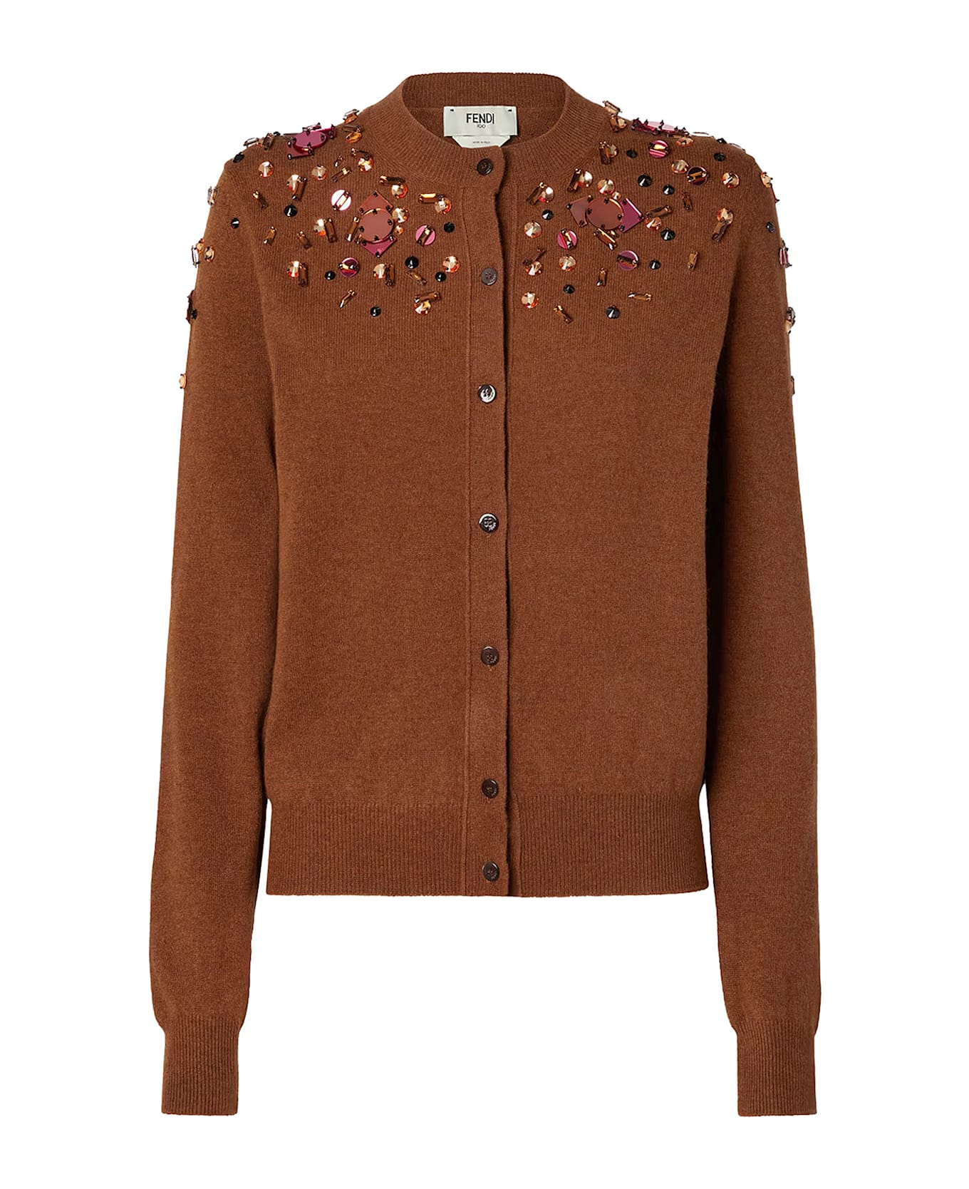 Fendi Wool And Cashmere Cardigan - BROWN